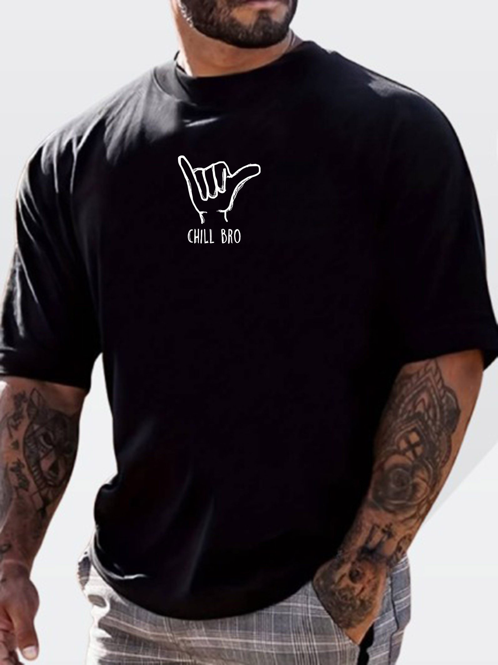 Banco T-Shirt Herren CHILL BRO - Casual Printshirt Basic Rundhals Rundhalsausschnitt mit Nackenband – formstabil & bequem – Bild 4 von 4