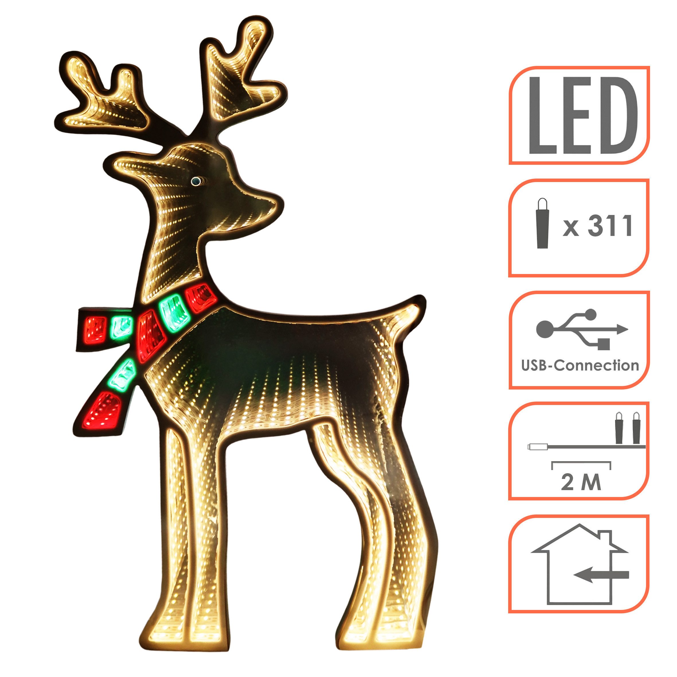 Spetebo LED-Dekofigur 3D Aufsteller mit Infinity Effekt Beleuchtung (Anzahl, 1 St., Stück), mit USB-Anschluss