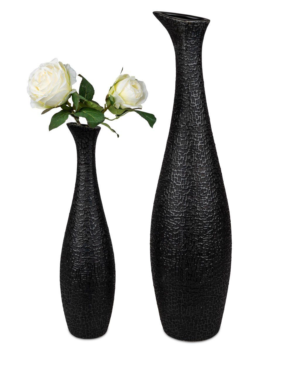 H:40cm Modern Bodenvase Keramik D:10cm Schwarz Black, formano