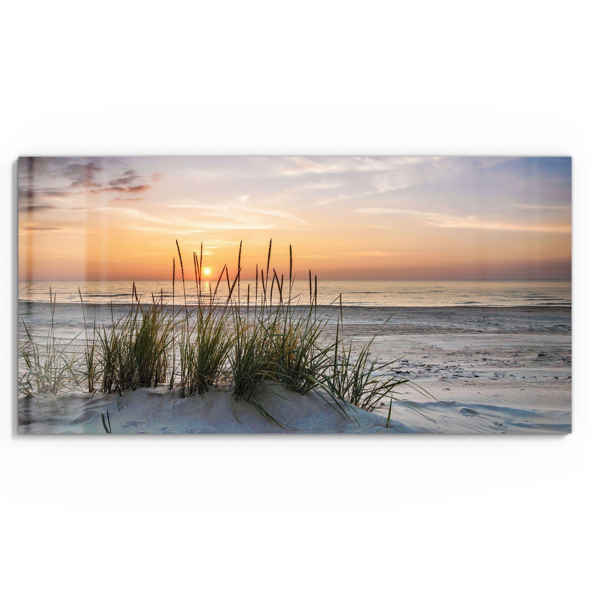 DEQORI Glasbild 'Sonnenuntergang am Strand', 'Sonnenuntergang günstig online kaufen