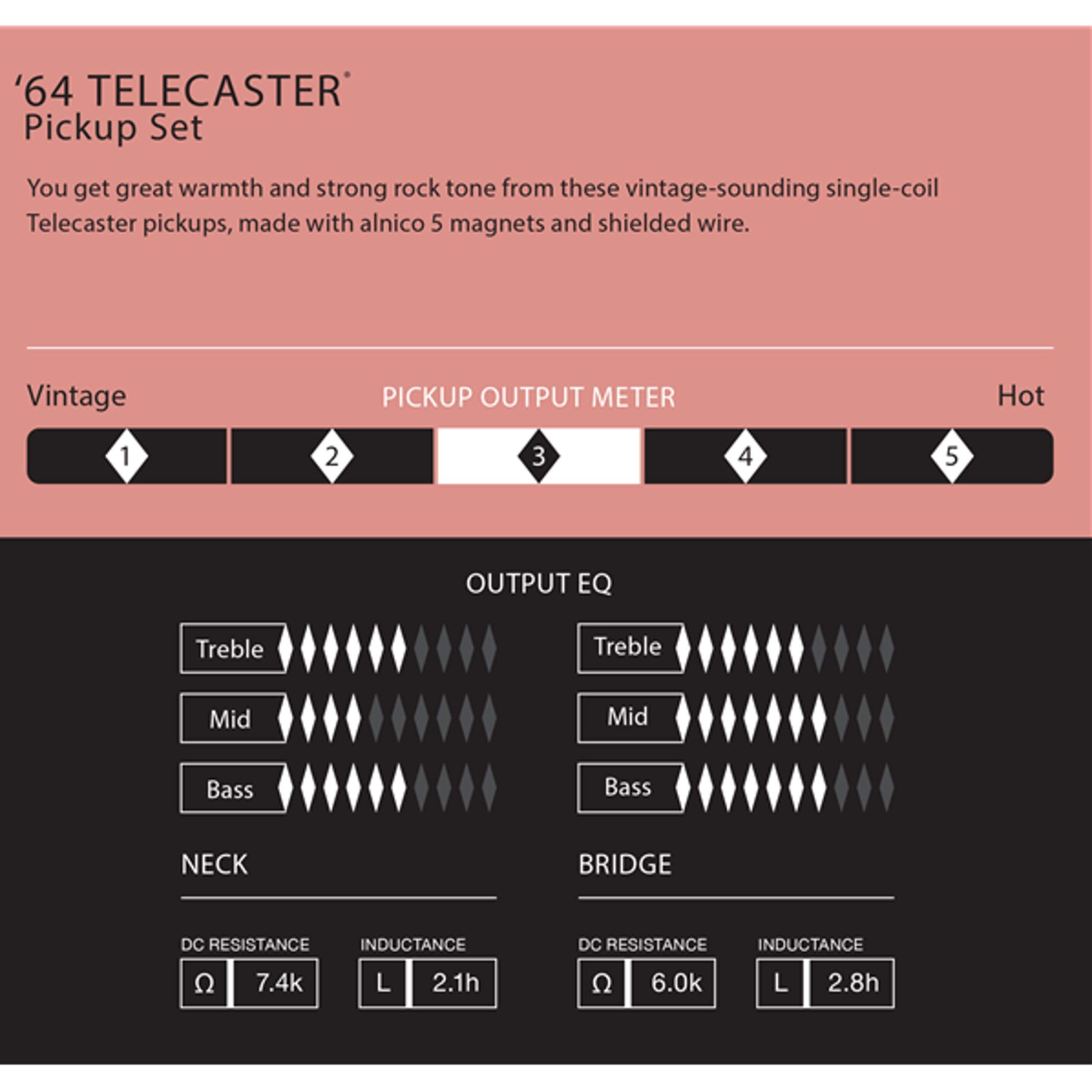 Fender Tonabnehmer, (Pure Vintage '64 Telecaster Pickup Set, E-Gitarre Tonabnehmer, Single-Coil), Pure Vintage '64 Telecaster Pickup Set - Single Coil Tonabnehmer für