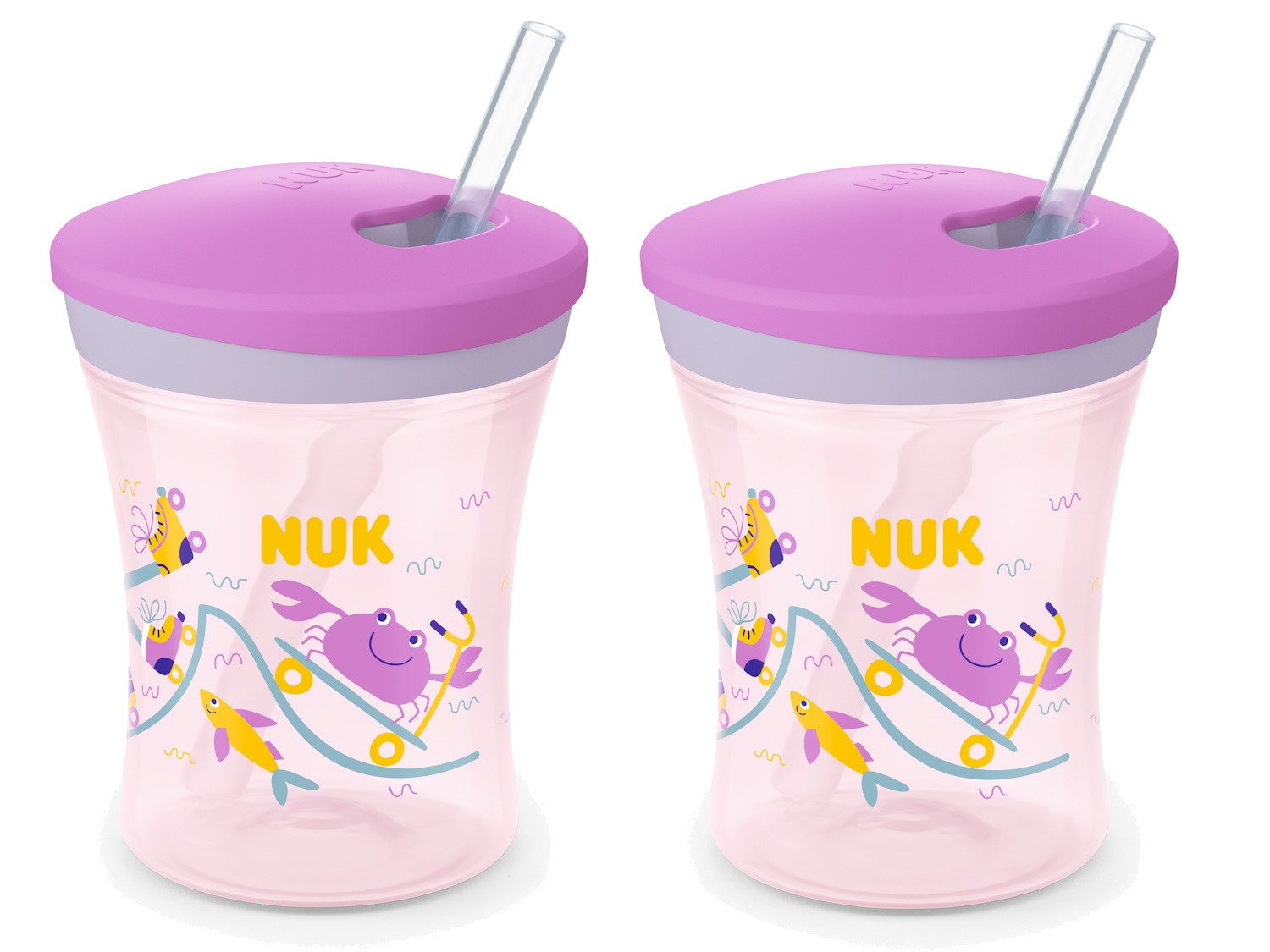 Trinklernbecher NUK Action Cup für Zwillinge (lila) BPA-frei, 6+ Monate