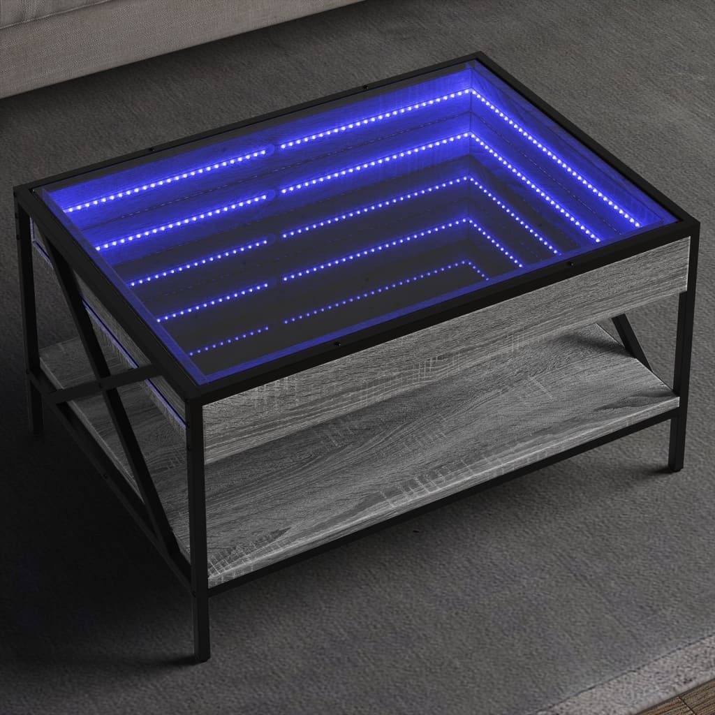 vidaXL Couchtisch Couchtisch mit Infinity-LED Grau Sonoma 70x50x38 cm (1-St)