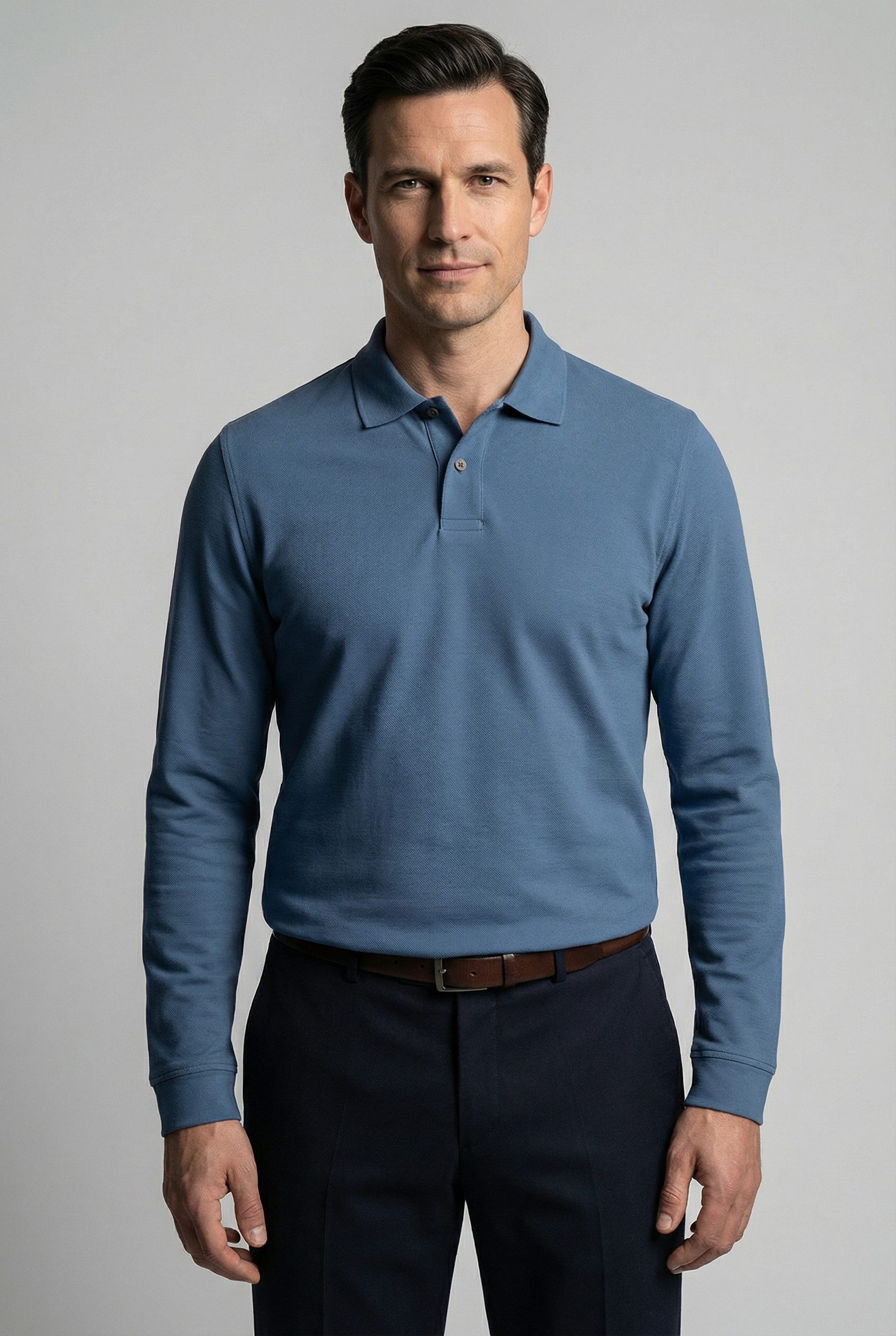 OLYMP Langarm-Poloshirt regular fit, basic, formbeständig