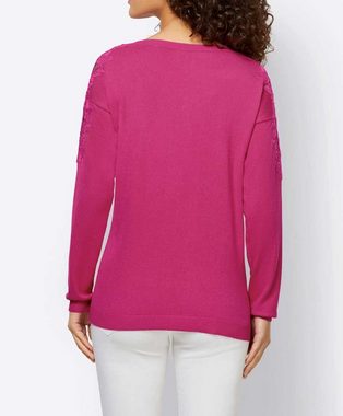 heine Wickelpullover LINEA TESINI Damen Designer-Pullover m. Spitze, pink
