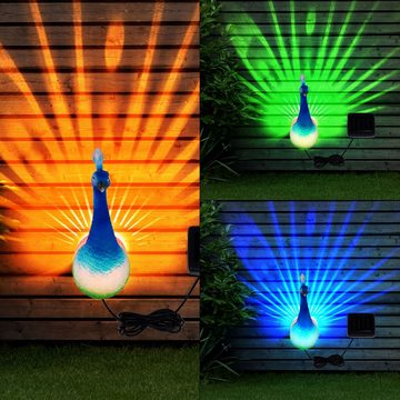 etc-shop LED Dekofigur, LED-Leuchtmittel fest verbaut, Farbwechsel, RGB LED Außen Solar Leuchte Deko Strahler Garten Wand