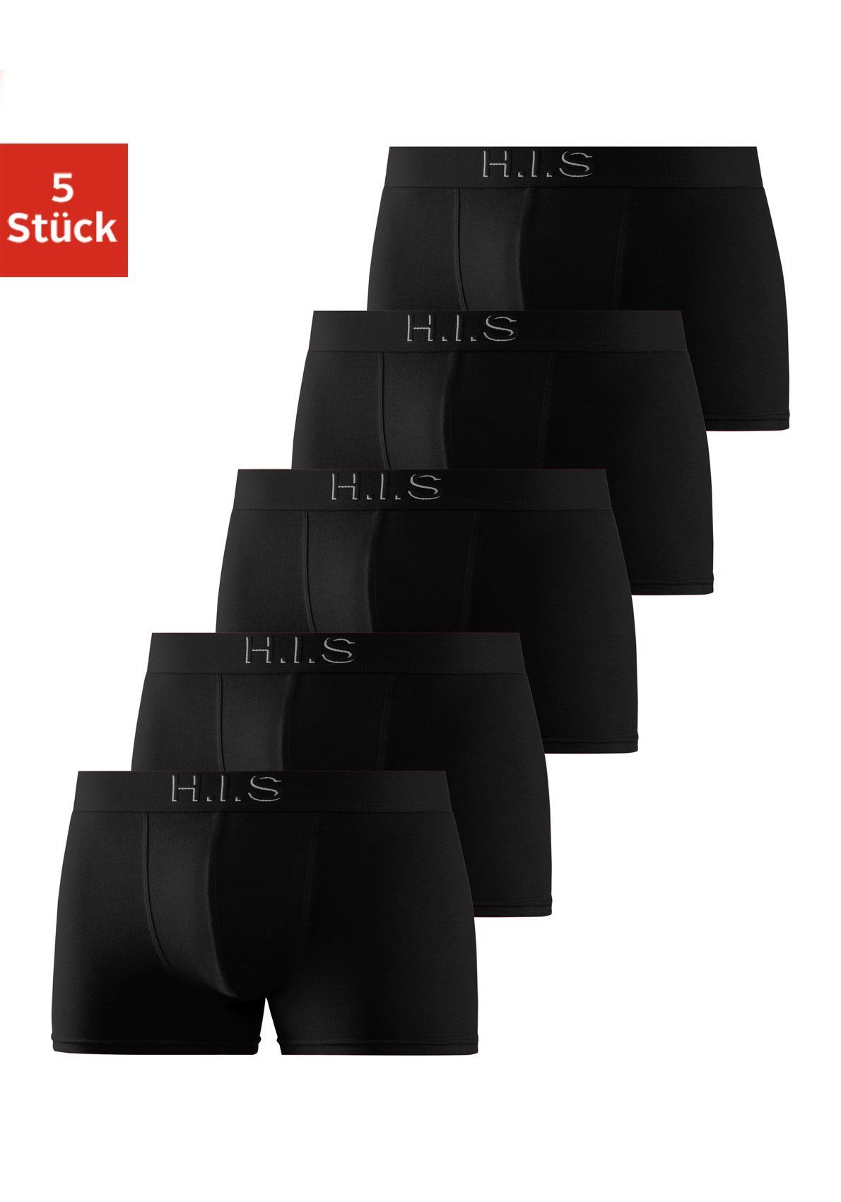 H.I.S Boxer Boxershorts für Herren (Packung, 5-St) Logo Webbund mit 3D Effekt