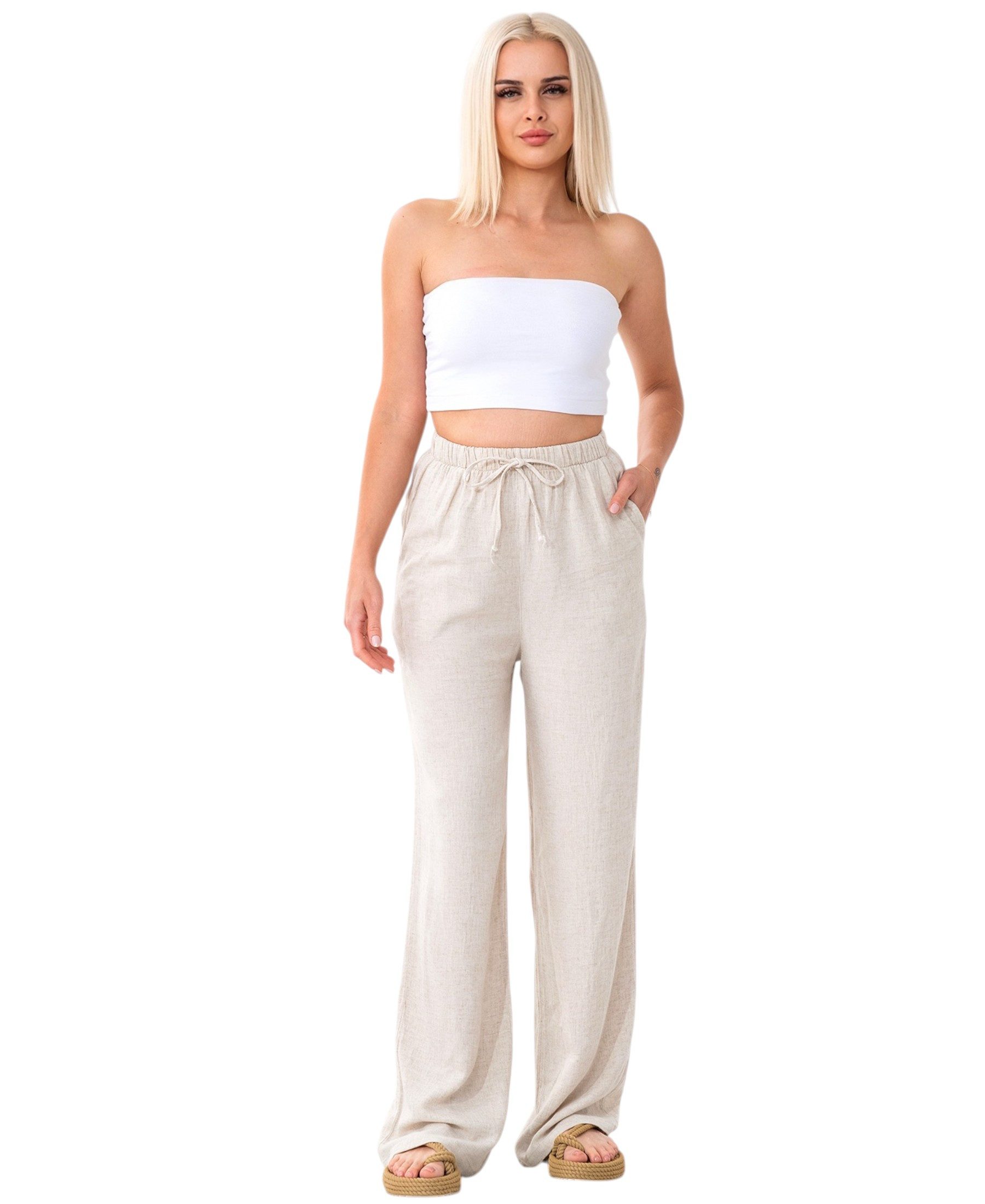 WENOR Leinenhose Damen mit Kordelzug, Hose extra lange Beine aus hochwertig günstig online kaufen