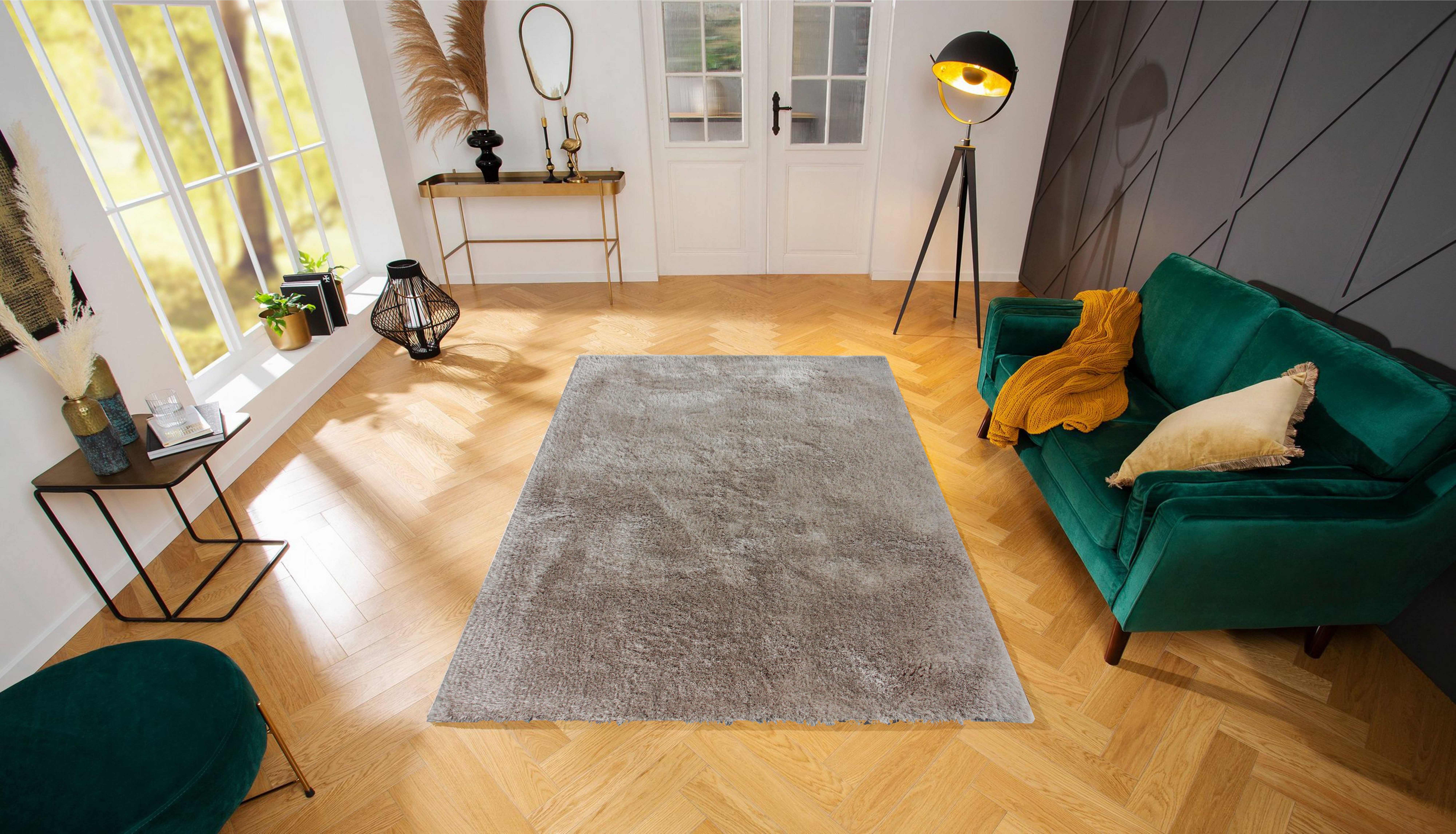 Schlafzimmer Leonique, Mikrofaser mm, Hochflor-Teppich Lagos, flauschig, Wohnzimmer, einfarbig, sand rechteckig, Teppiche, 45 Höhe: