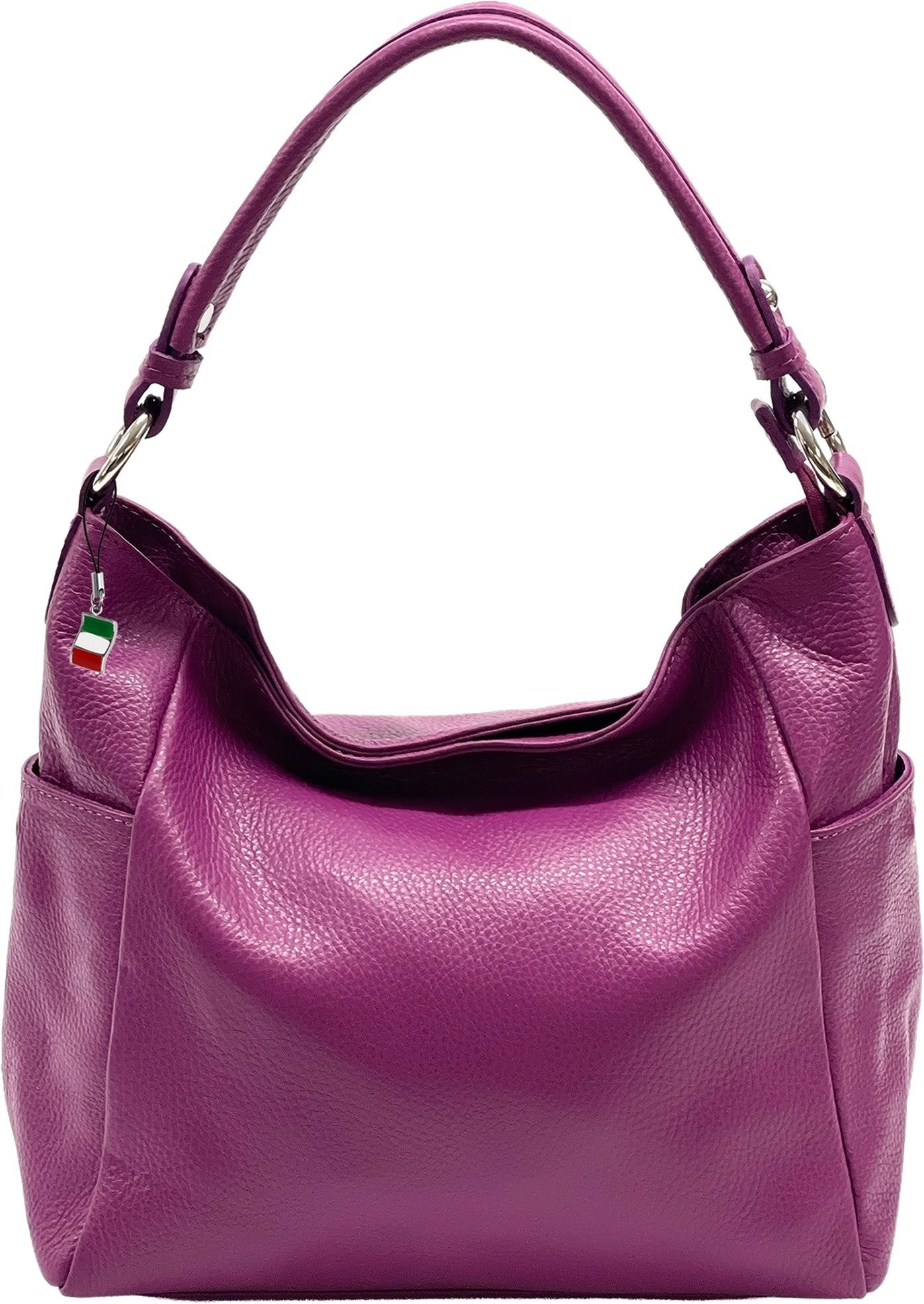 FLORENCE Schultertasche Florence Damen Schultertasche Echtleder (Schultertasche), Damen Schultertasche Leder, fuchsia, pink ca. 37cm x ca. 26cm hoch