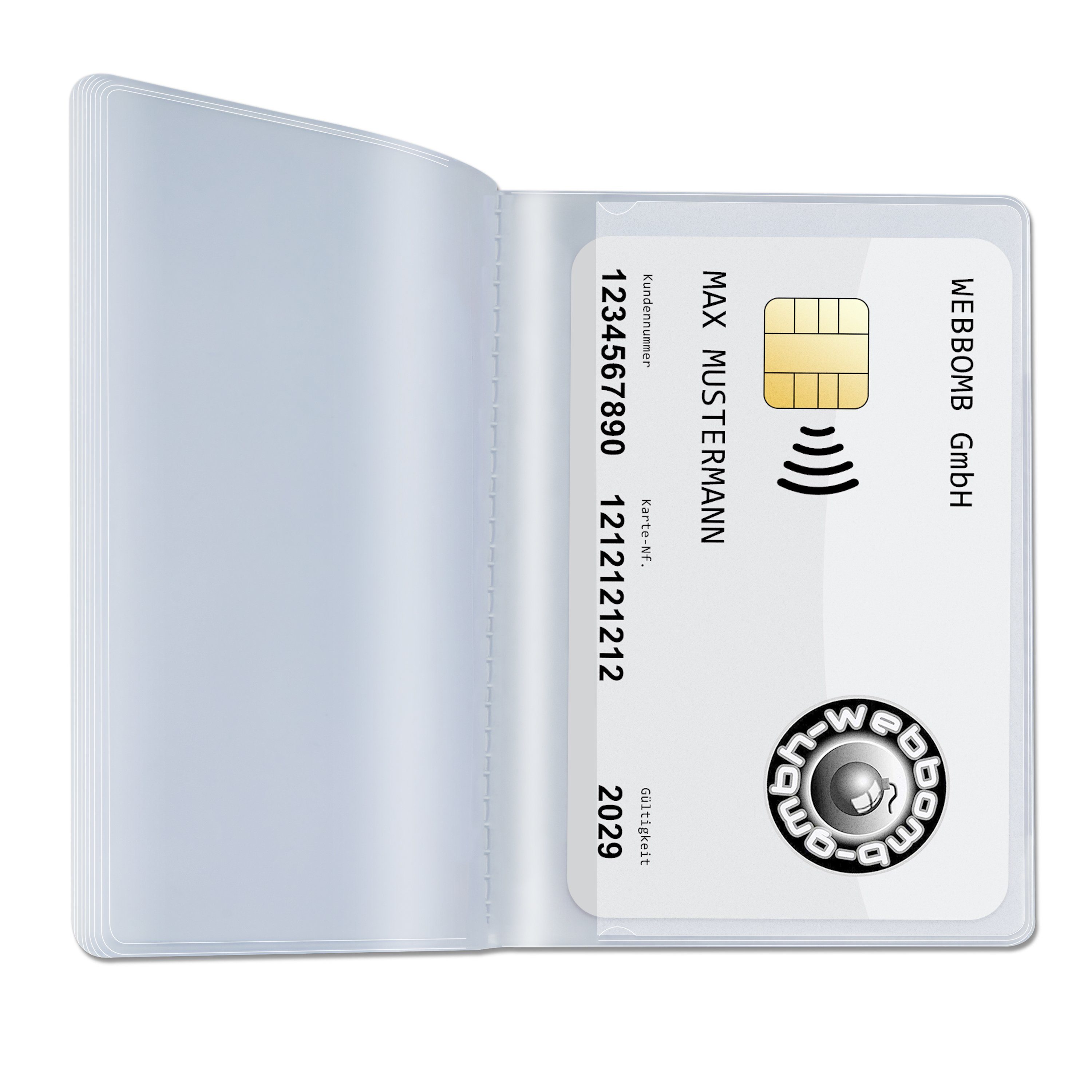 WEBBOMB Kartenetui Kartenhalter Etui Brieftaschen Einsatz 2x10fach transparent 10fach Wallet