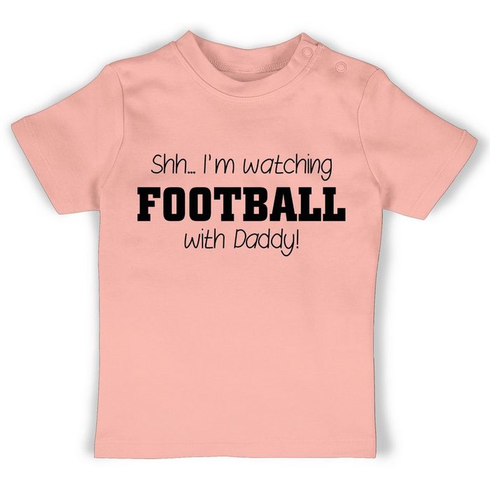 Shirtracer T-Shirt Shh...I'm watching football with Daddy! - schwarz - Sport & Bewegung Baby - Baby T-Shirt kurzarm t-shirt daddy cool - baby papa shirt - football tshirts