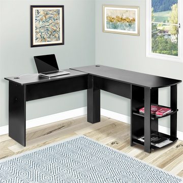 Fangqi Computertisch L-förmiger Computertisch, Schreibtisch mit 2 Einlegeböden, vergrößerte Tischplatte 140 x 50 x 75 und 140 x 40 x 75