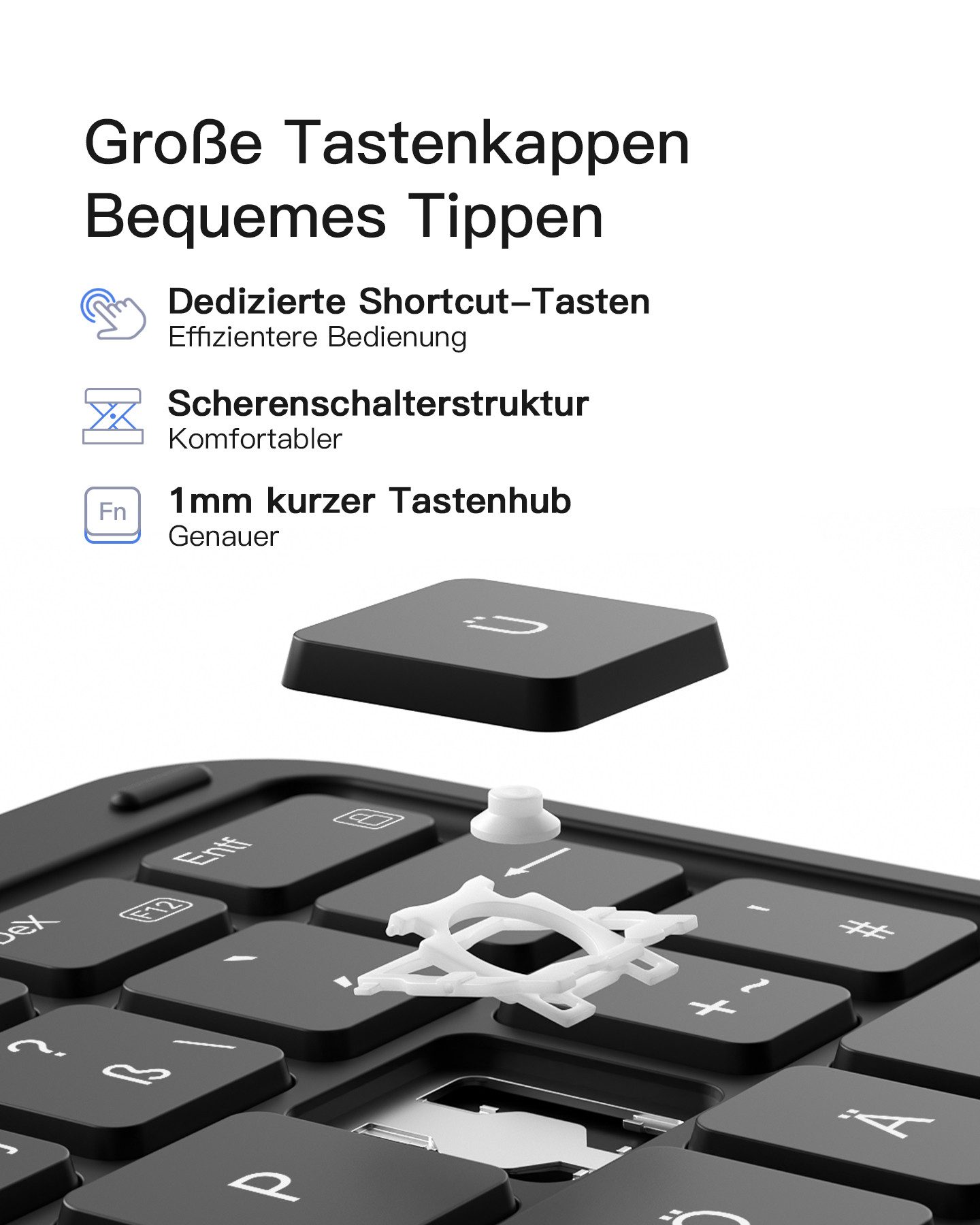 Inateck Hülle für Samsung Galaxy Tab S10 Lite/S10 FE/S9 FE/S9 Tastatur mit Touchpad (Hoch-/Querformat Ständer, Abnehmbar) – Bild 4 von 5