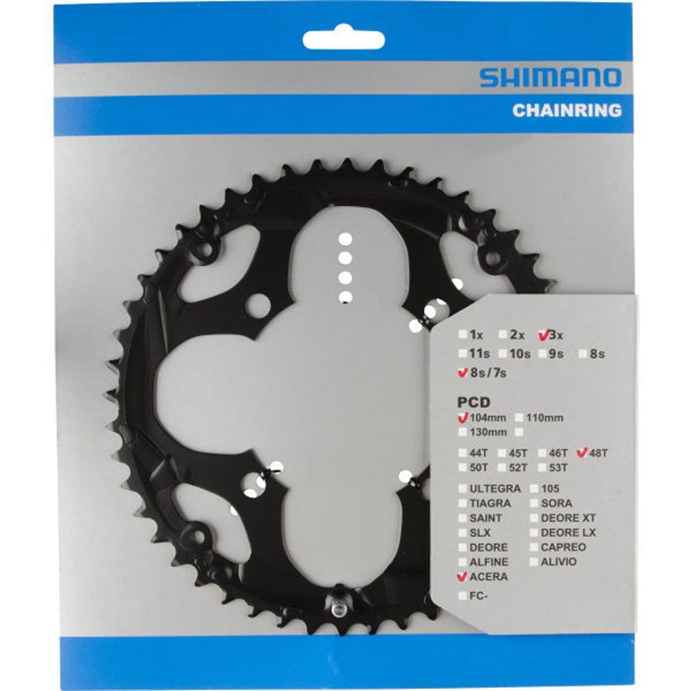 Fahrradkette SHIMANO Kettenblätter ACERA FC-M361 48 Zähne für KSR 104mm Stahl schwa