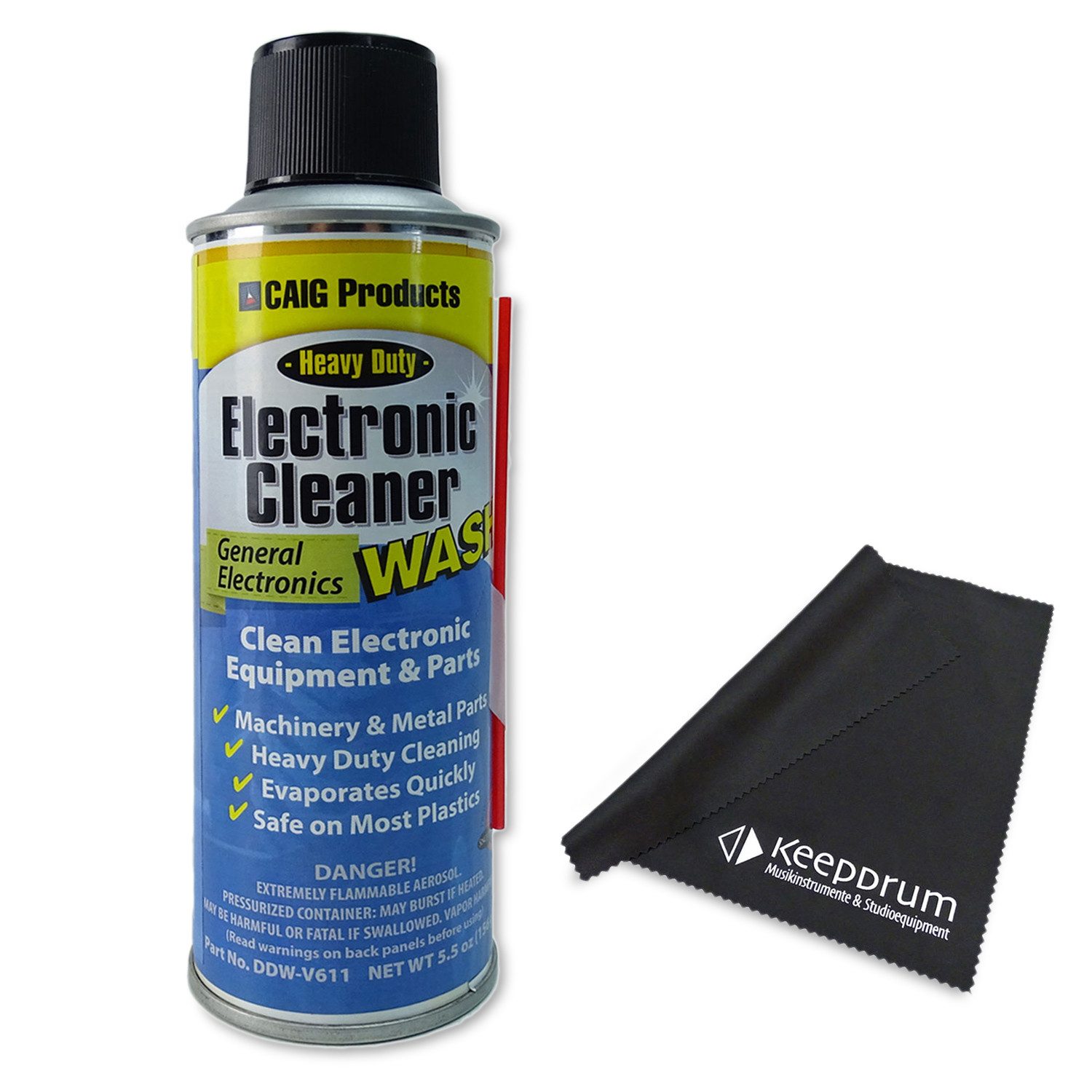 Caig Feinmechaniköl Caig DeoxIT Kontaktreiniger Spray DDW-V611 mit Mikrofasertuch, 156 g, (Kontaktreiniger Spray, 1-St., Kontaktreiniger Spray), Vorteils-Set mit keepdrum Mikrofasertuch