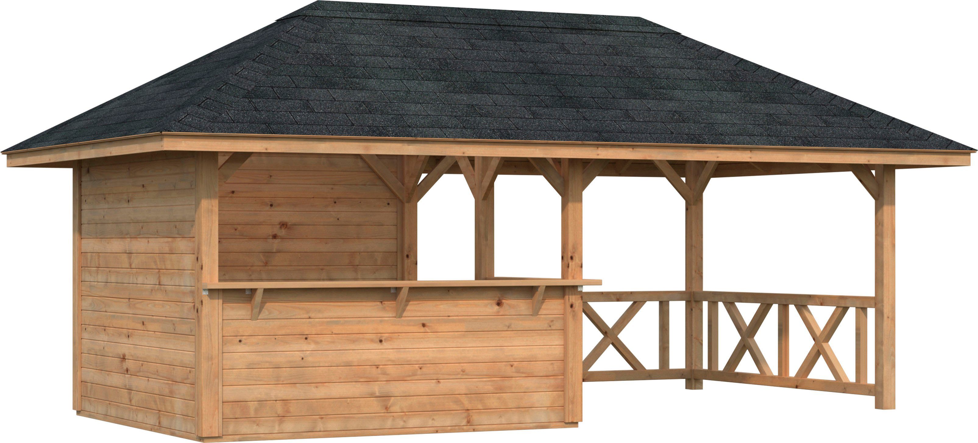 Palmako Holzpavillon Bianca 16,6 m² Set 3, mit 6 Seitenteilen, BxTxH: 588x300x323 cm