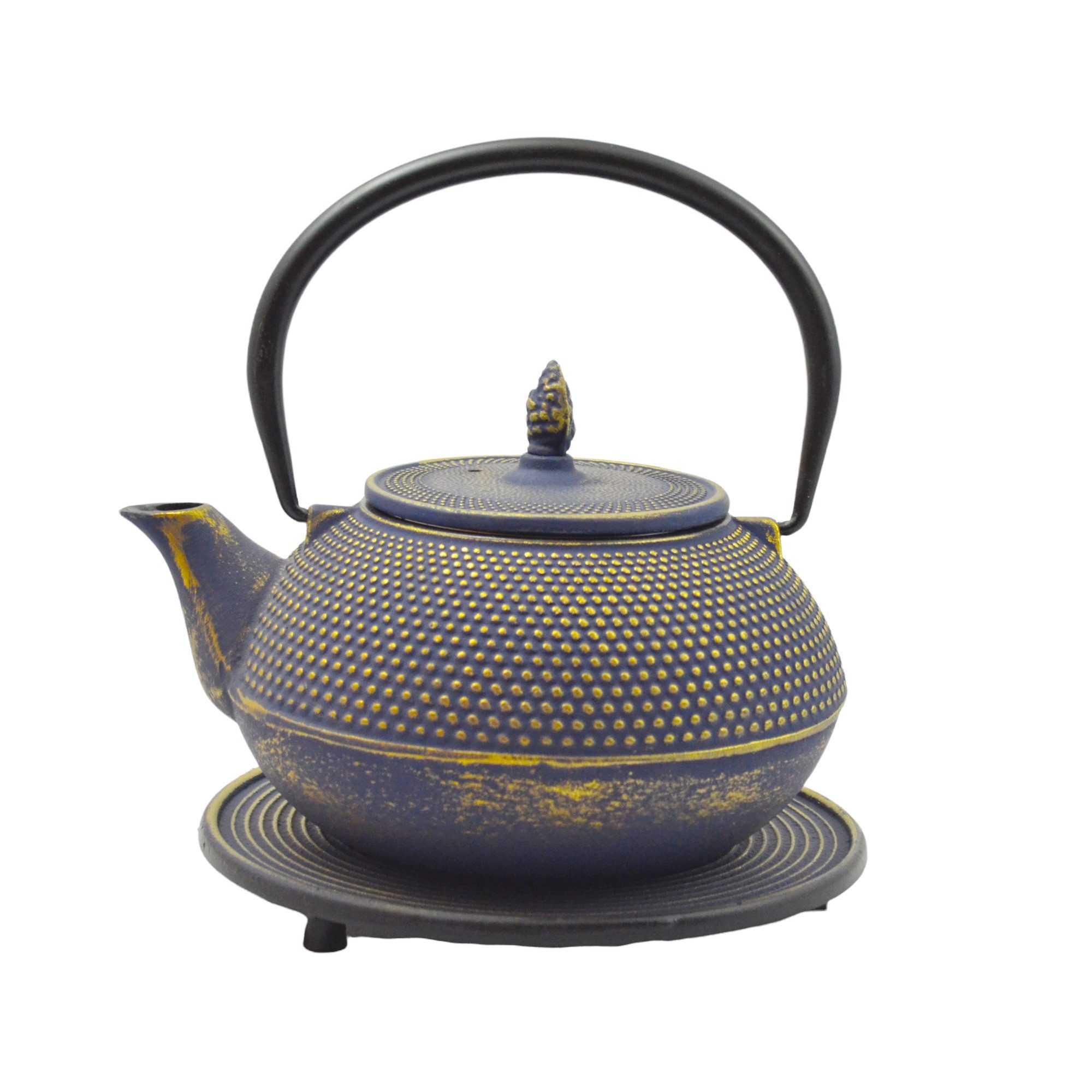 JA-UNENDLICH Teekanne Basic blau, 1.2 l, aus Gusseisen handgefertigt im Sandgussverfahren, innen emailliert