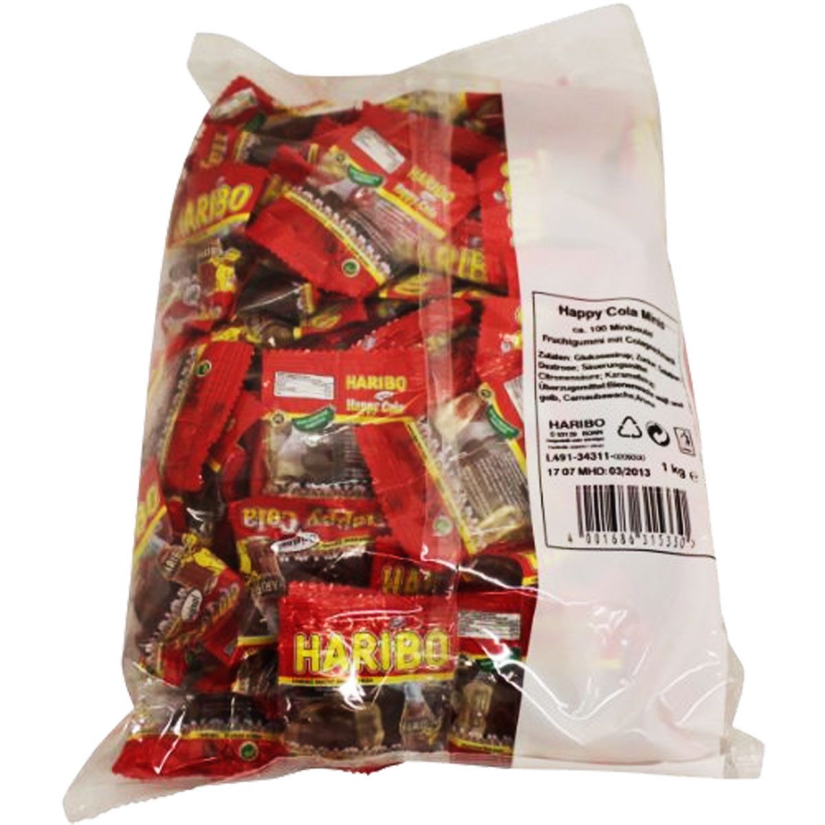 HARIBO Speiseöl, Haribo Happy Cola Minibeutel Fruchtgummi Cola Flaschen 1000g