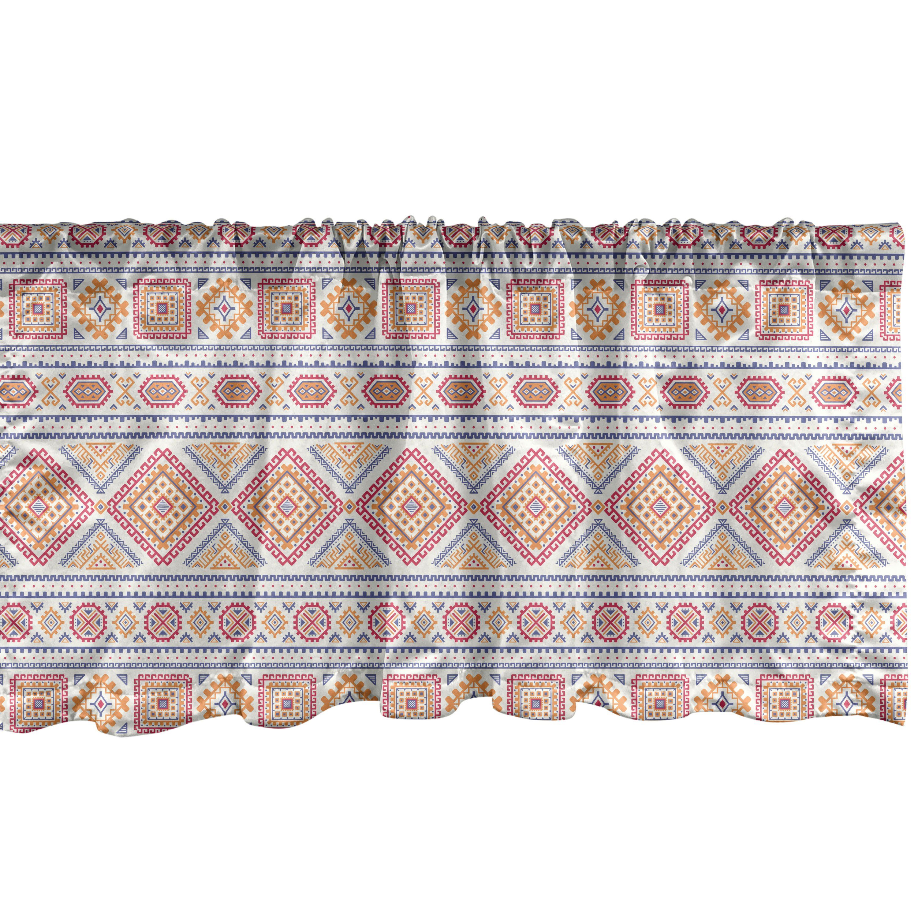 Scheibengardine Vorhang Volant für Küche Schlafzimmer Dekor mit Stangentasche, Abakuhaus, Microfaser, Aztekisch Mittelalterliche Folklore Einflüsse