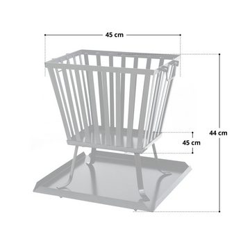 TAINO Feuerschale, Feuerkorb, Eckig, mit Funkenschutz-Unterlage, Stahl, Schwarz
