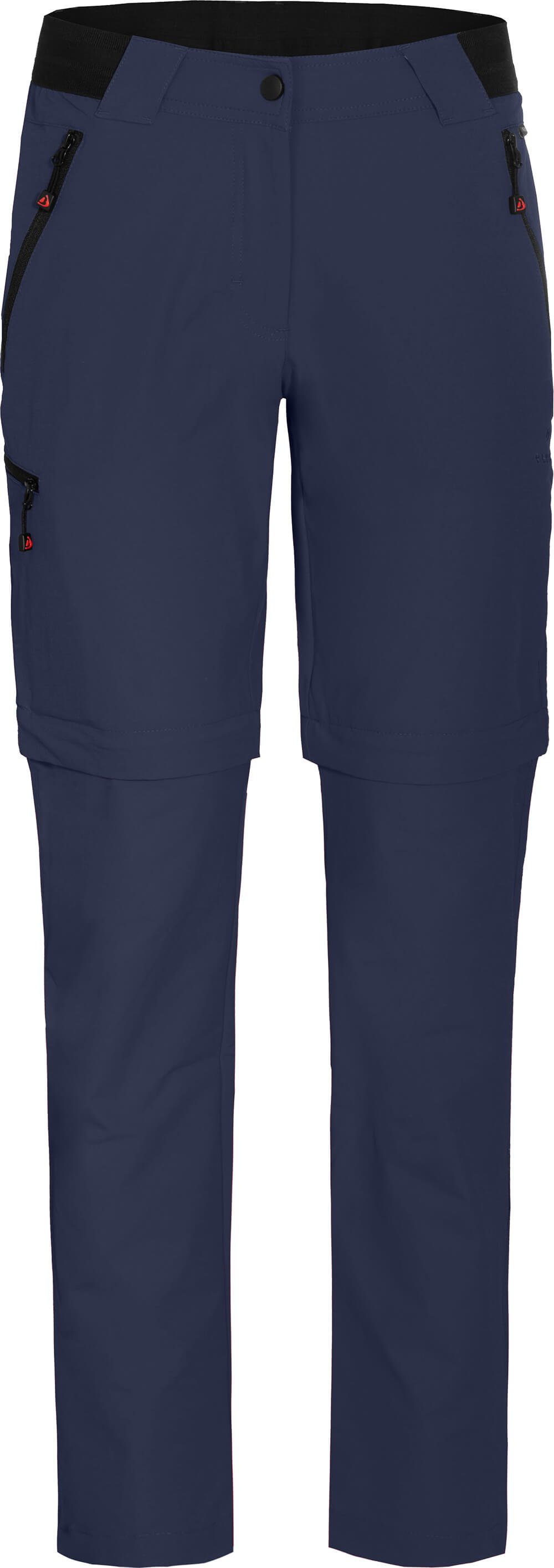 Bergson Zip-off-Hose VIDAA COMFORT blau Normalgrößen, Damen Wanderhose, peacoat strapazierfähig, leicht, Zipp-Off