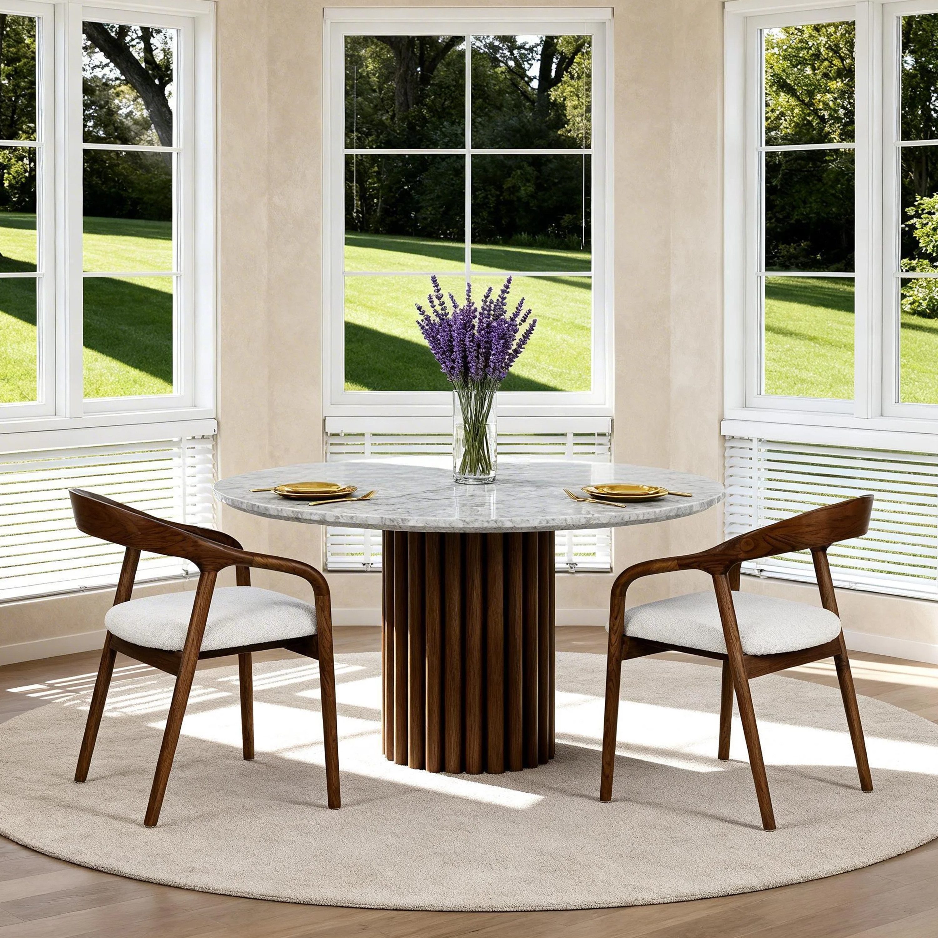 VECHOO Esszimmerstuhl Zeitloser, halboffener Eschenholzstuhl Roland mit Armlehnen (1 St), walnussfarbene Oberfläche