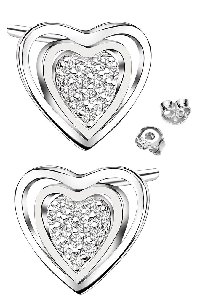 Limana Paar Ohrstecker Ohrringe 925 Silber Herz Schmuck für Frauen Damen Freundin Mama (Herzohrringe für jeden Tag Mutter Tante, Silberschmuck inkl. Dose), Geschenk Sie Valentinstag Jahrestag Weihnachten Geburtstag Muttertag