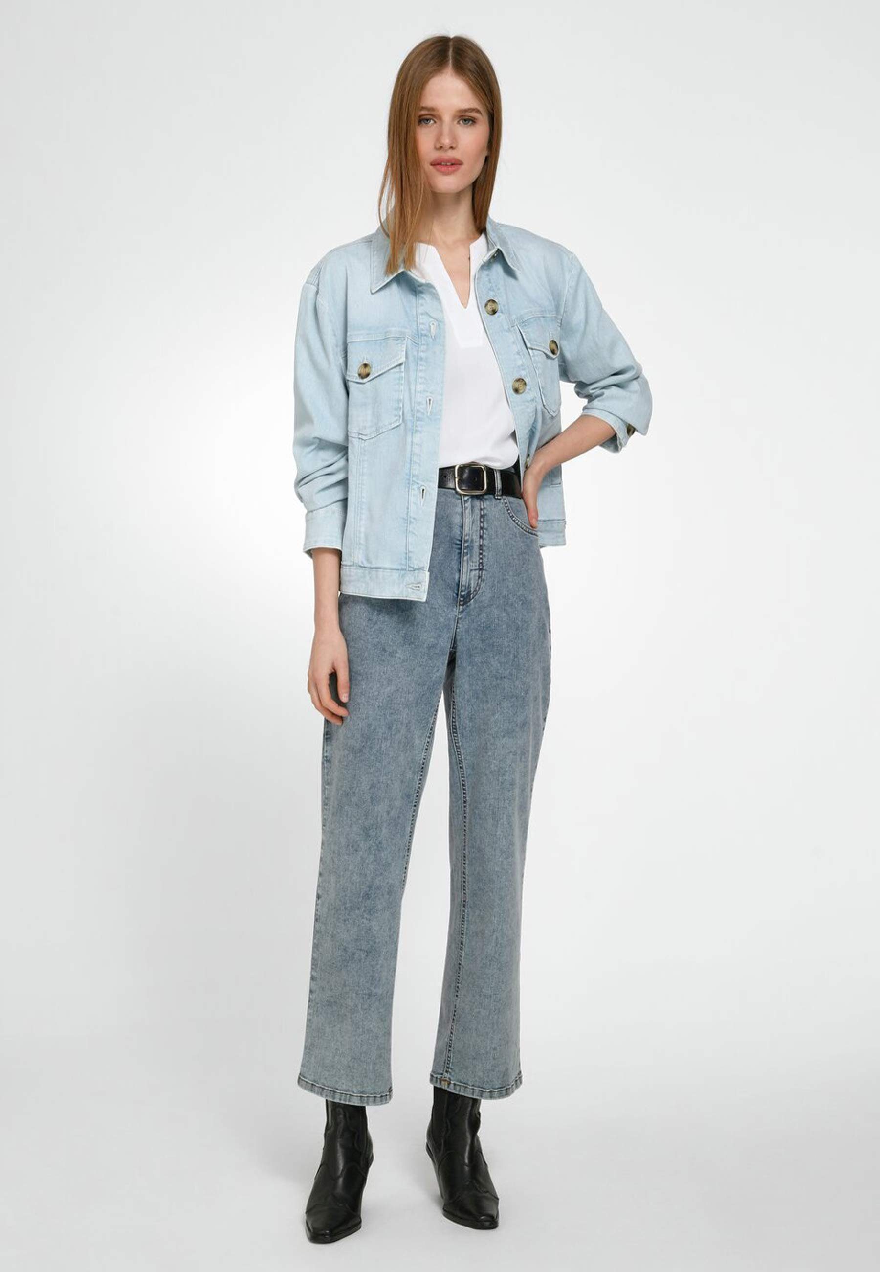 Cotton mit modernem London Design WALL 5-Pocket-Jeans hellblau