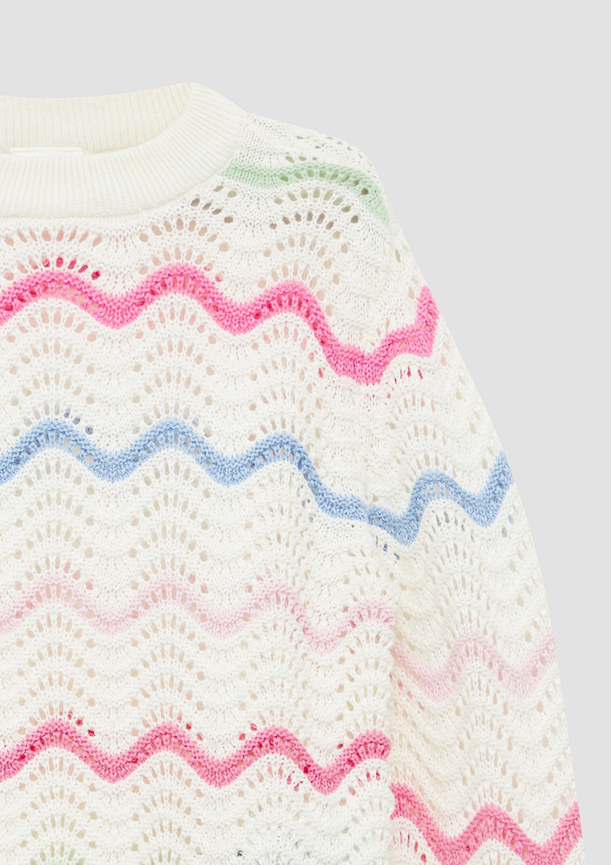 s.Oliver Longpullover Strickpullover Weicher Strickpullover im Loose Fit mit Ajourmuster