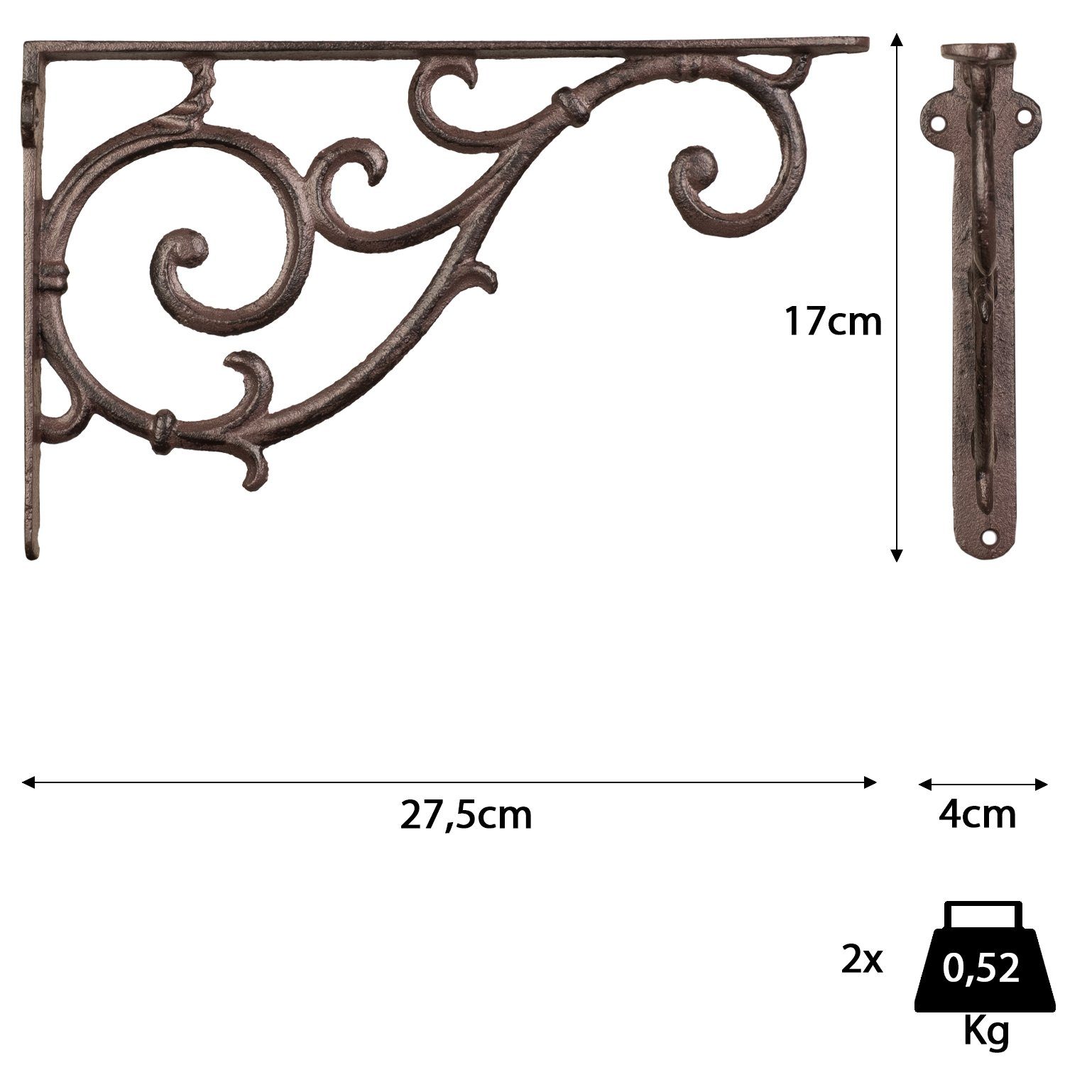 Moritz Wandregalhalter 2er Set Regalwinkel 17 x 27,5 cm Regalträger, Regalträger Regalwinkel Regalhalterung Wandregal Regal Kommode