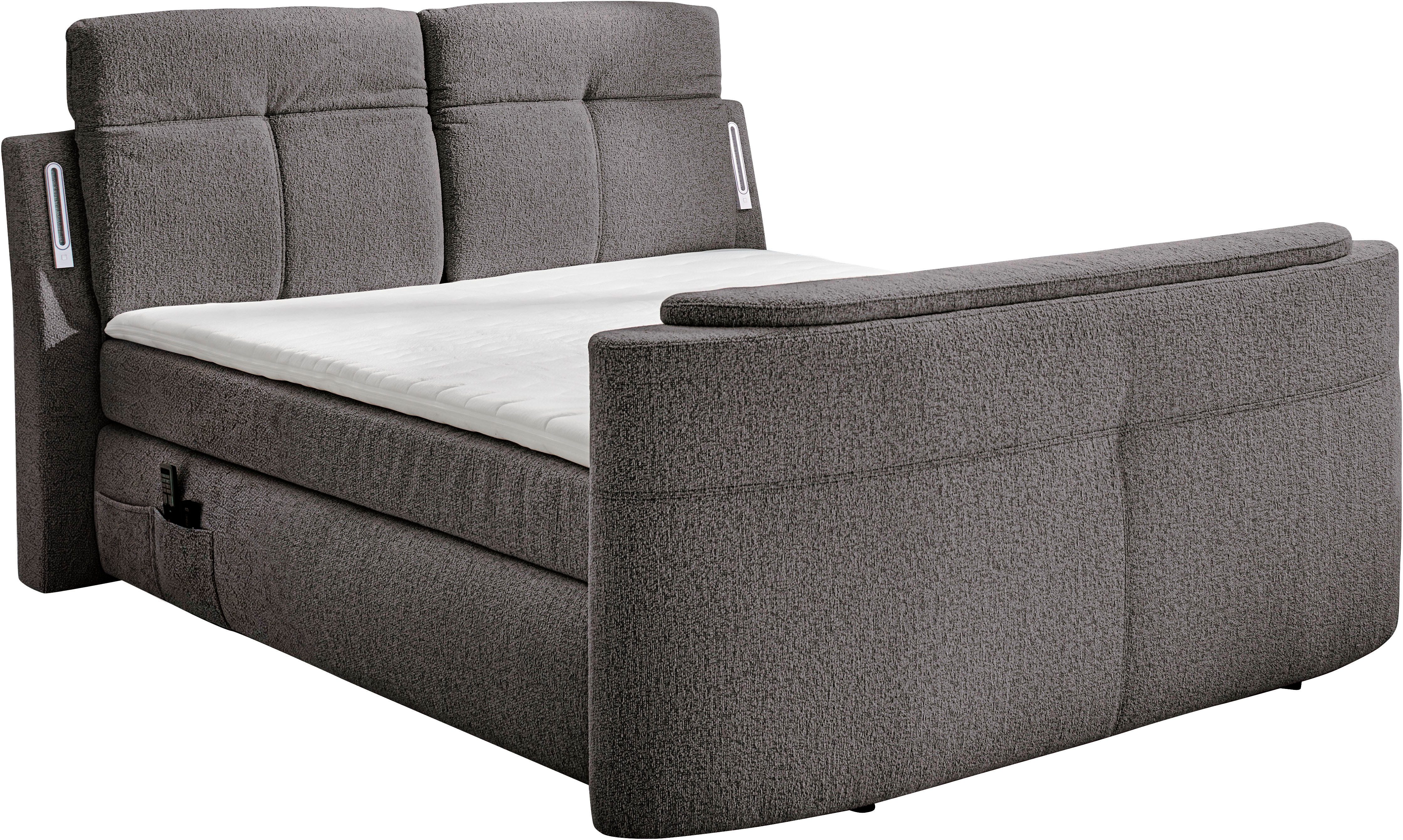 Jockenhöfer Gruppe Boxspringbett Movie Star in der Größe 180x200cm, mit versenkbarem TV-Lift und Fernbedienung, verstellbare Kopfstützen