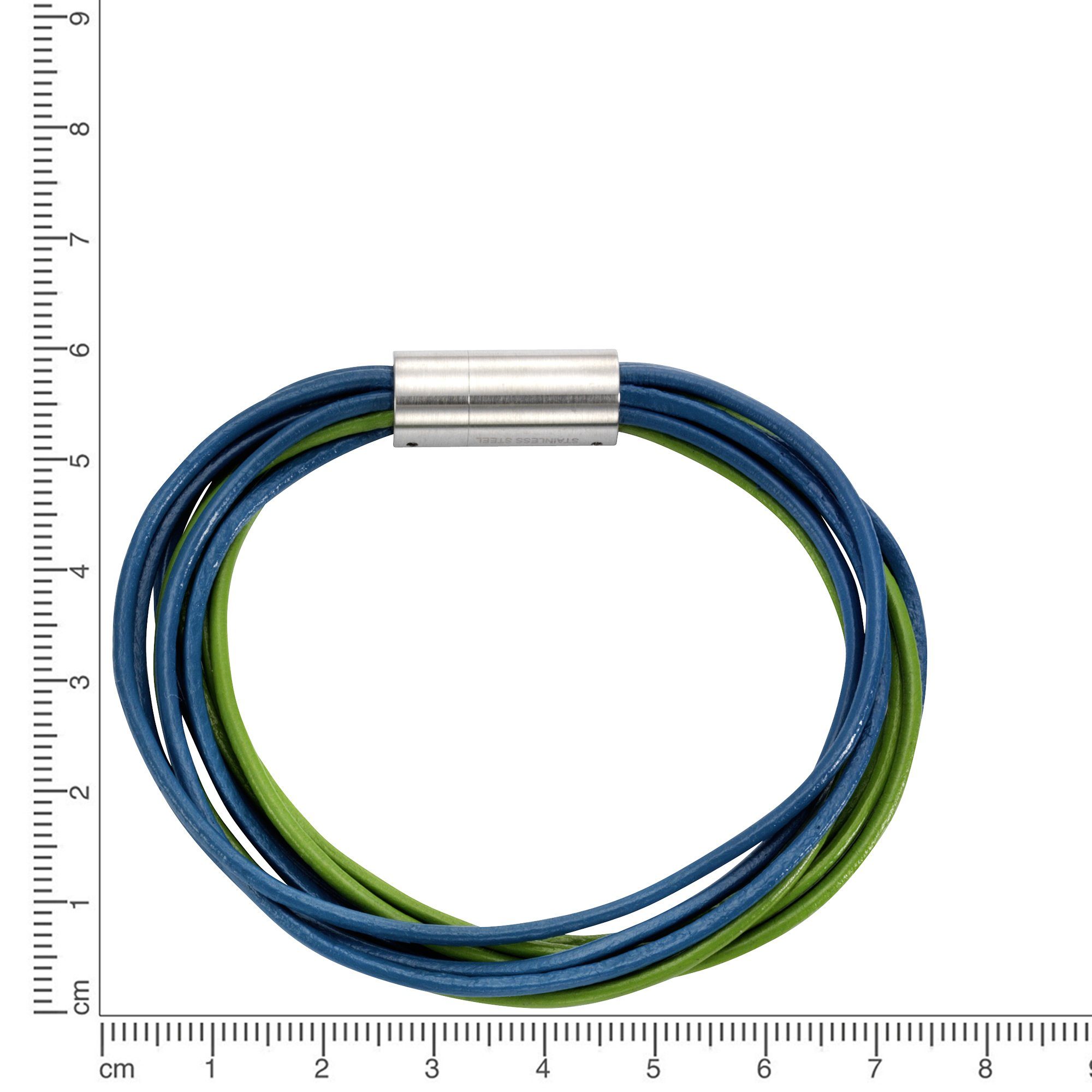Zeeme Armband Leder 9-reihig türkis mit Magnetverschluß aus Stahl 19cm lang günstig online kaufen