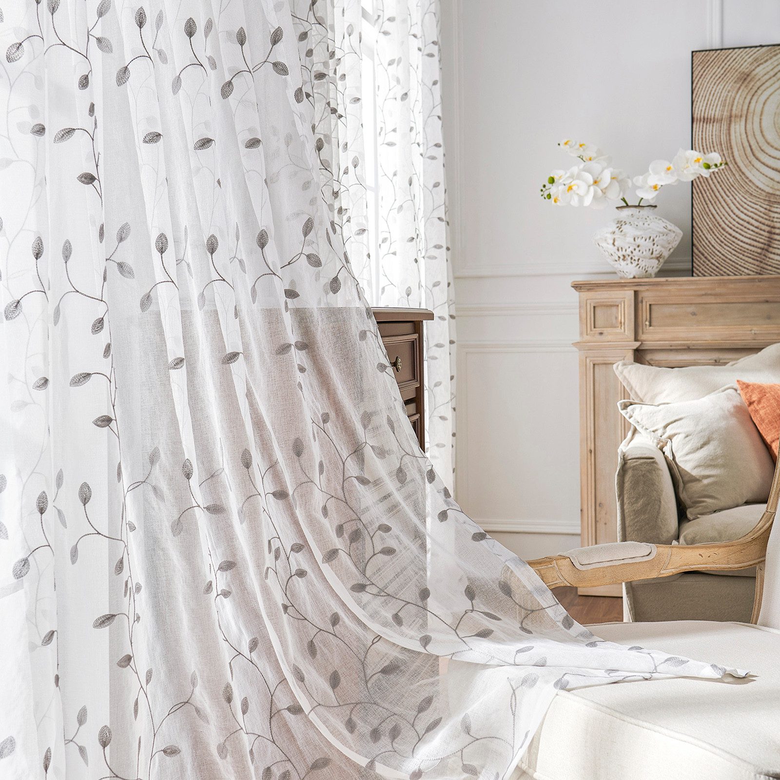 BTTO V&G Gardine Voile Gardine Blättern günstig online kaufen