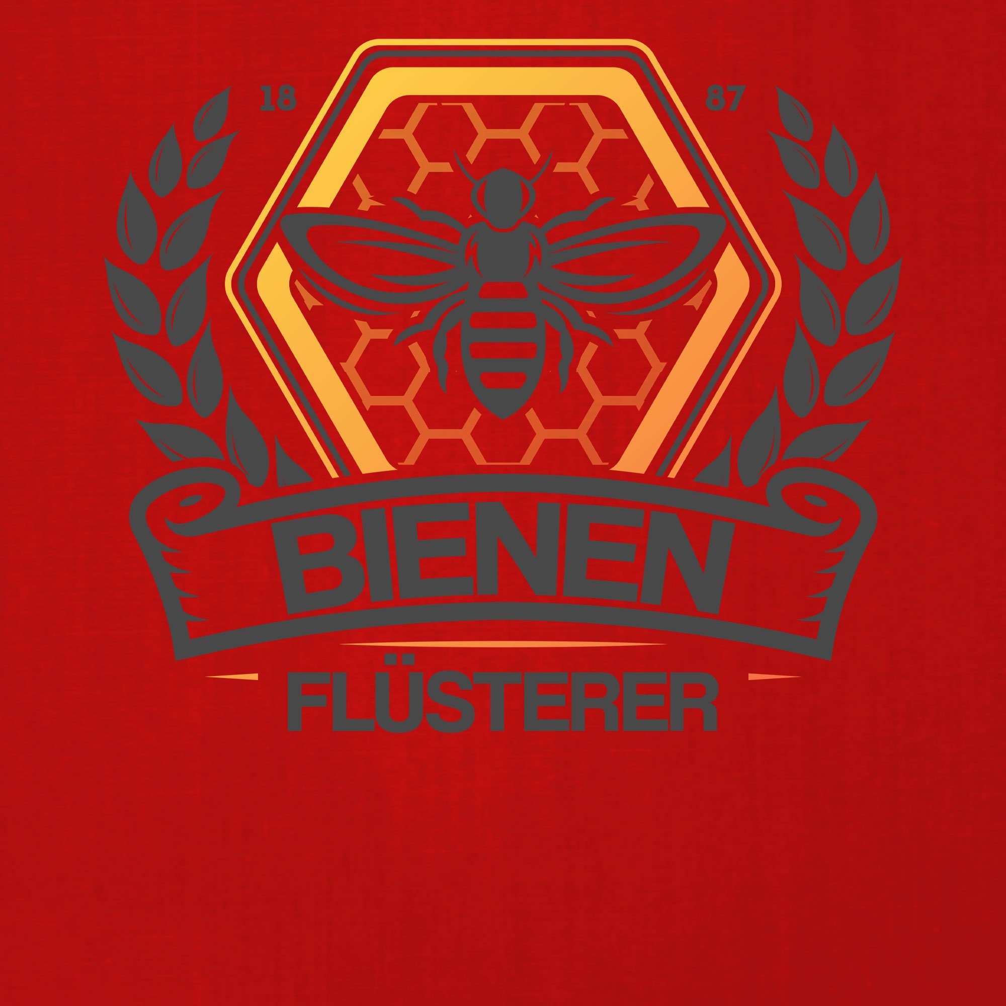 Quattro Formatee Kurzarmshirt T-Shirt - Flüsterer (1-tlg) Herren Rot Imker Biene Honig Bienen