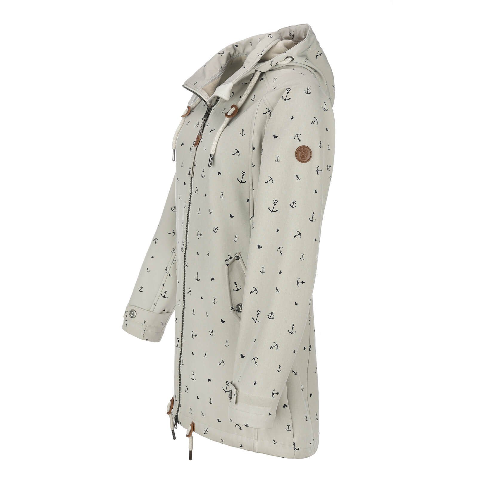 Fleece-Innenfutter mit Plön Allover-Print Anker Damen Fashion Dry cremeweiß Softshellmantel melange Softshelljacke