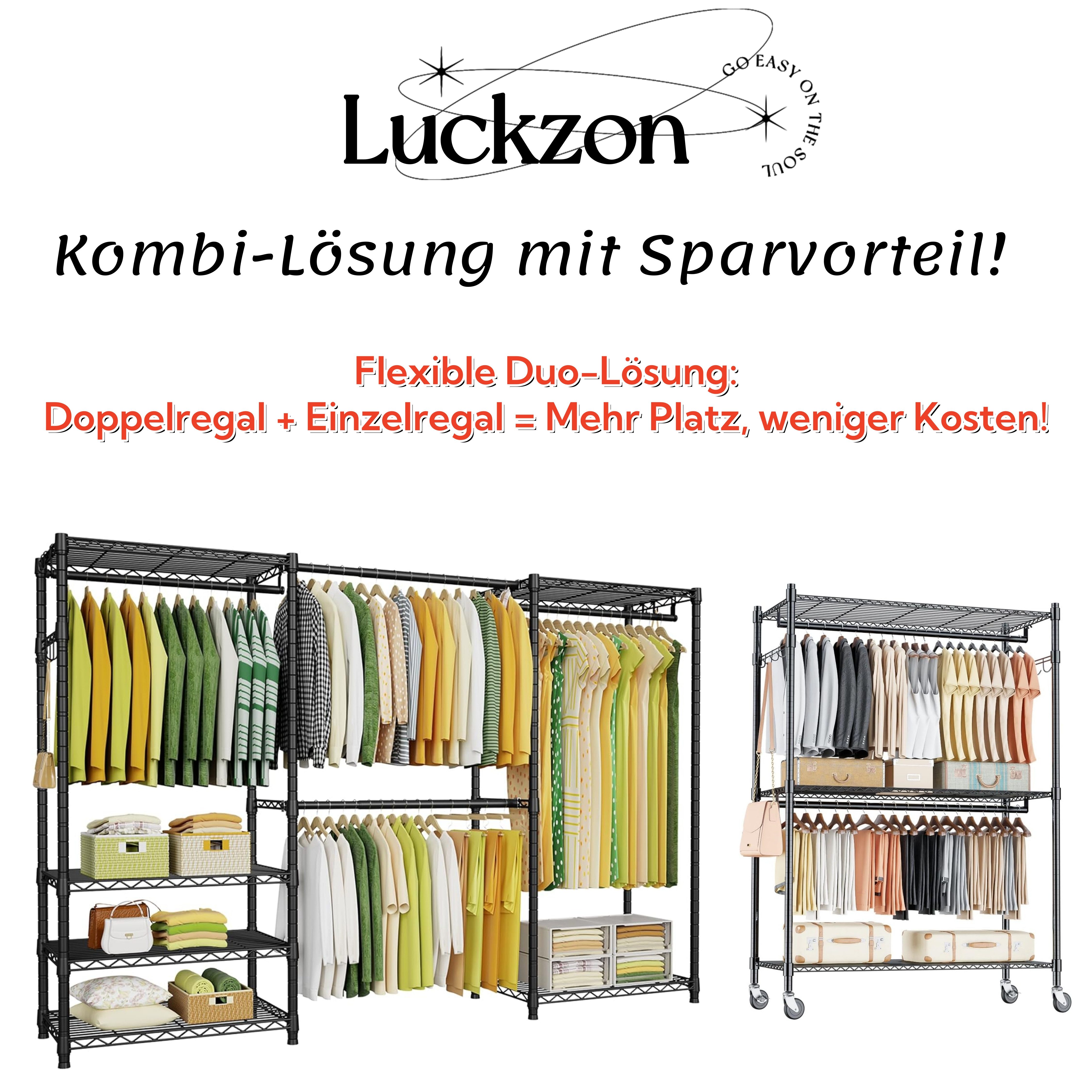 LUCKZON Kleiderständer mit Höhenverstellbaren Einlegeböden freistehend günstig online kaufen