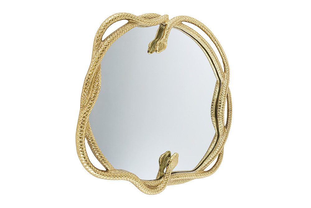 riess-ambiente Wandspiegel SNAKE L 50cm gold Metall - runder Spiegel mit Schlangen-Skulptur (Einzelartikel, 1-St), dekoratives & pflegeleichtes Wohnaccessoire · Statement Piece