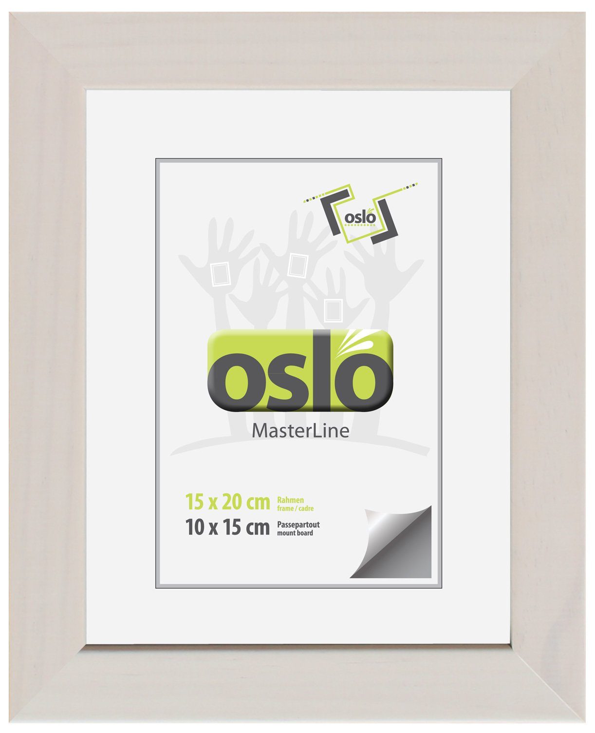 Oslo MasterLine Einzelrahmen Bilderrahmen 15 x 20 cm Holz FSC mit Echtglas und stabilem Aufsteller, (braun-gold} {gold} {rot} {silber} {weiß gekalkt), Portraitrahmen Hoch- und Querformat