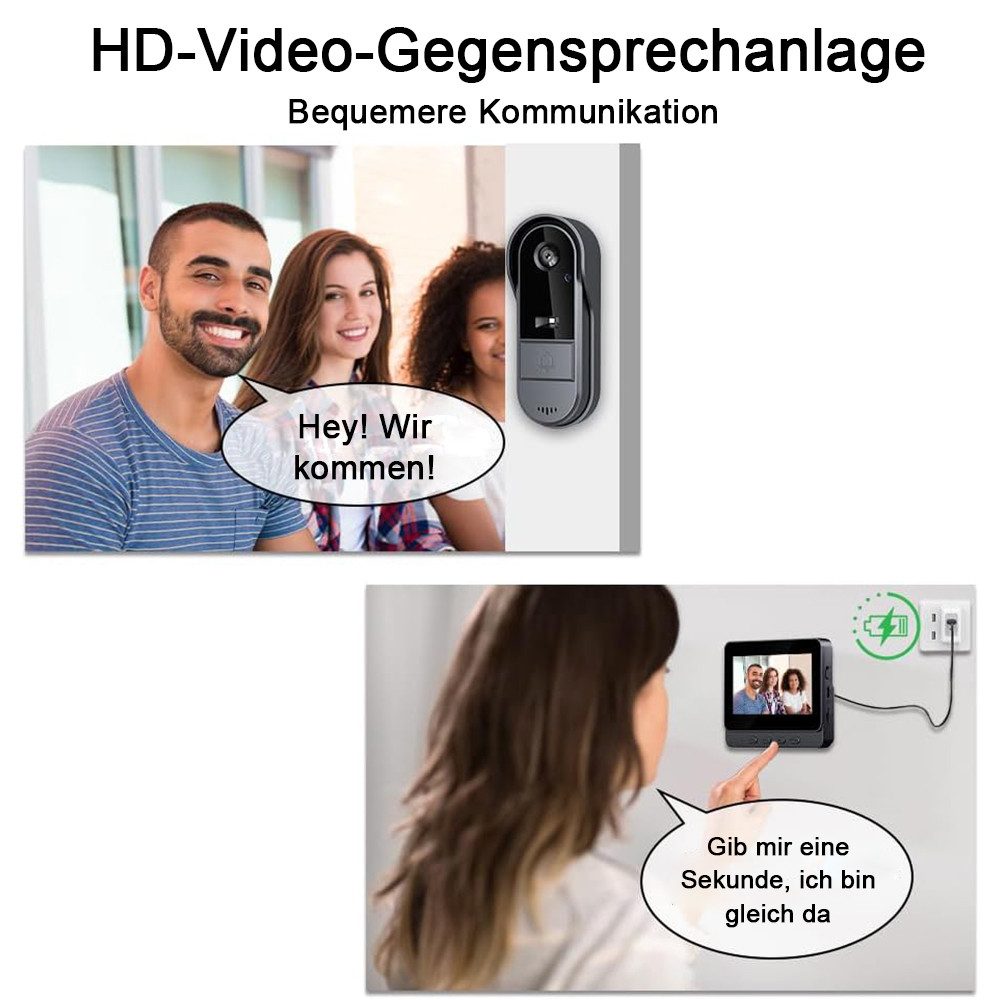 TUWENA Smart Home Türklingel Drahtlose Video Türklingel mit Kamera Outdoor IP65 Wasserdicht 1080P – Bild 4 von 5