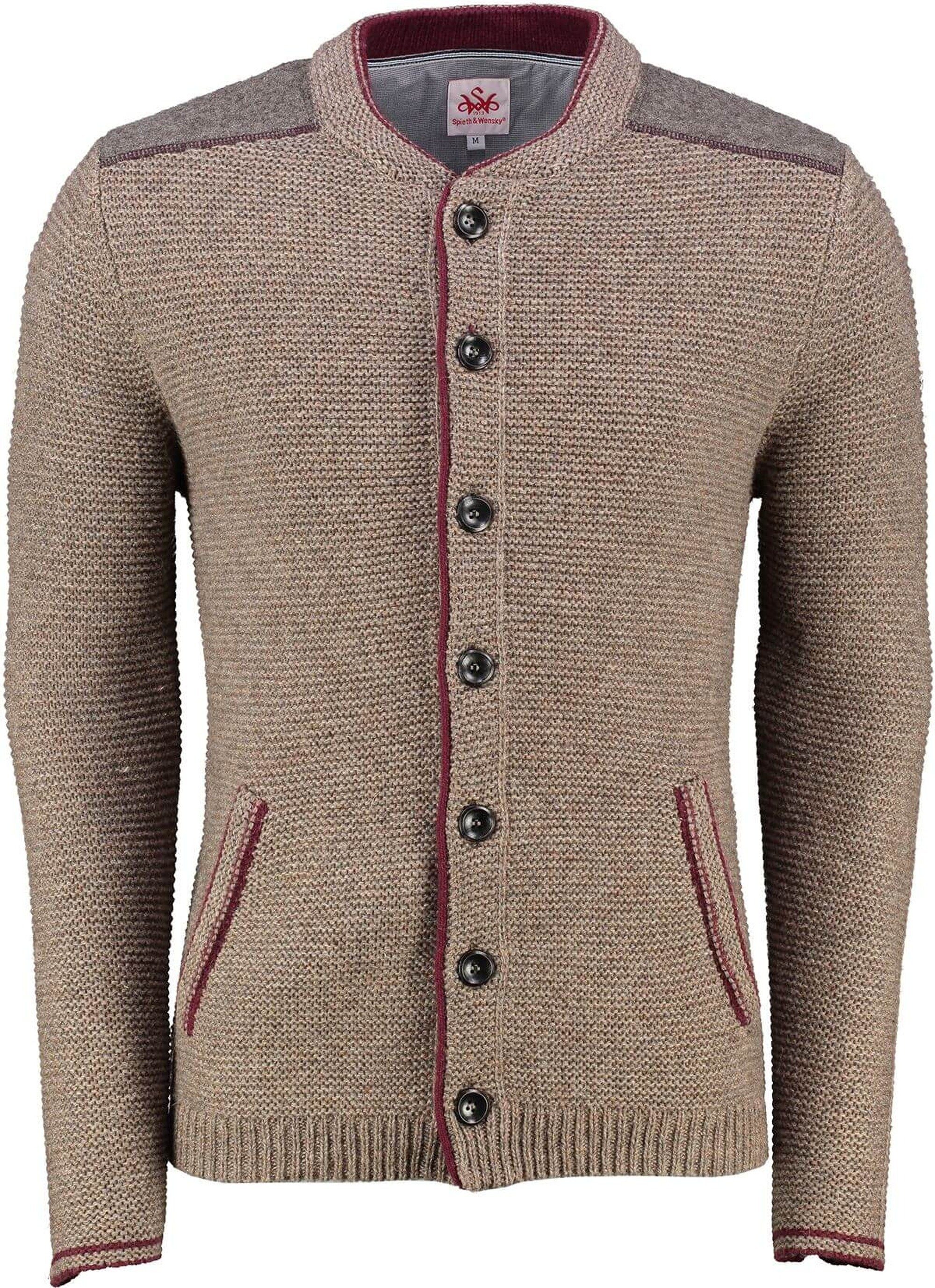 SPIETH Strickjacke WENSKY Spieth beige-braunmel./rot & Trachtenstrickjacke & Alfred braun Wensky