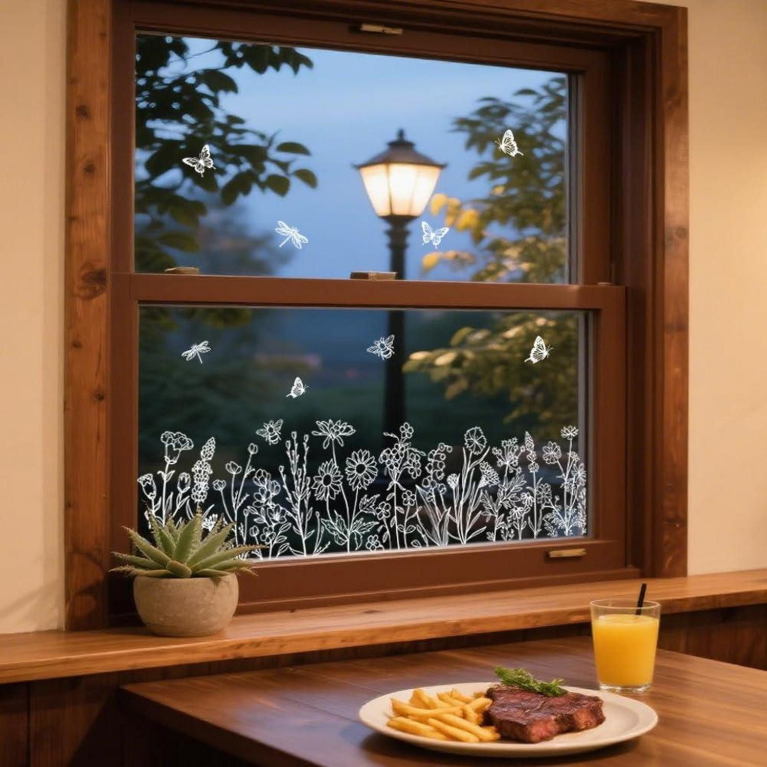 LuxusKollektion Fensterbild Fensterbilder Frühling Blumen Libelle Schmetterling doppelseitig