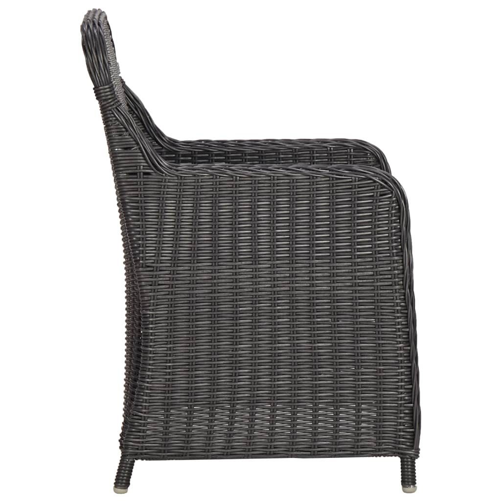 mit Rattan Auflagen Gartenstuhl (1 Schwarz St) 3-tlg. Poly vidaXL Garten-Bistro-Set