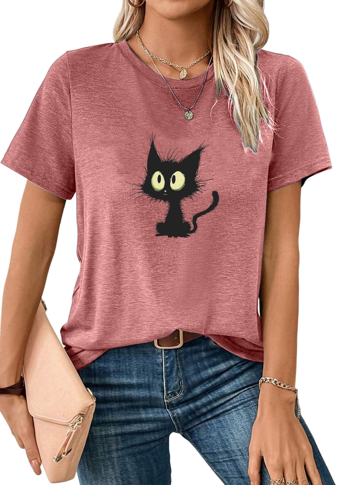 PYL Kurzarmbluse Bequemes Shirt Damen Kurzarm günstig online kaufen