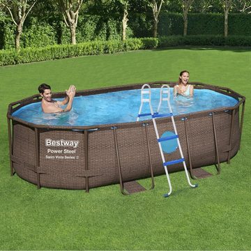 RAMROXX Poolleiter Poolleiter mit 3 blauen Stufen bis 105cm für Bestway Intex Pool, bis zu einer Beckenhöhe von 105cm