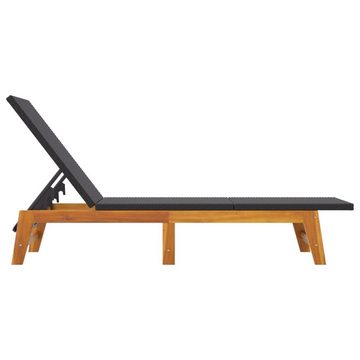 vidaXL Wellnessliege Sonnenliegen 2 Stk Schwarz Braun Polyrattan Massivholz Akazie Poollie