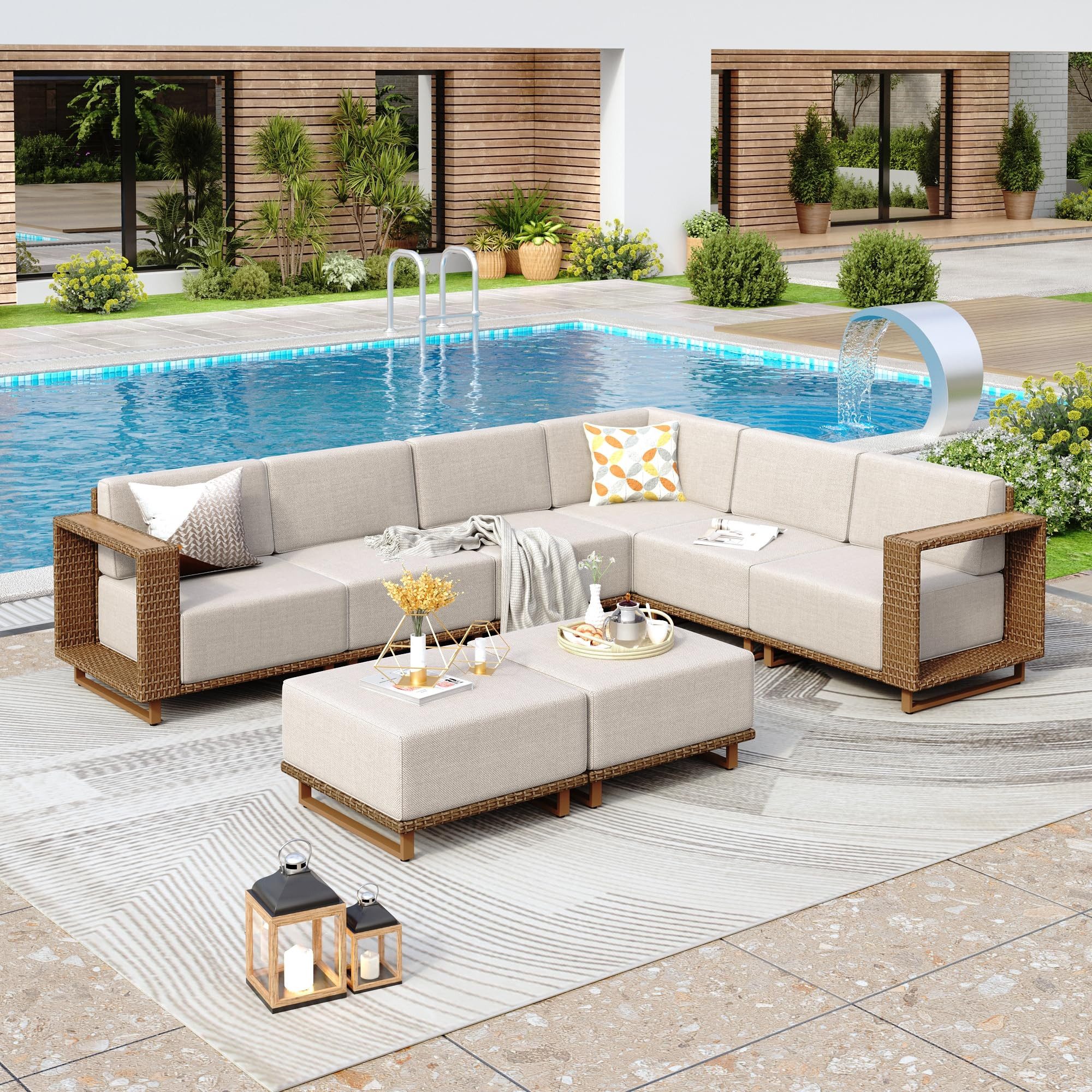 PHI VILLA Gartenlounge-Set, (Rattan Gartenmöbel Set günstig online kaufen