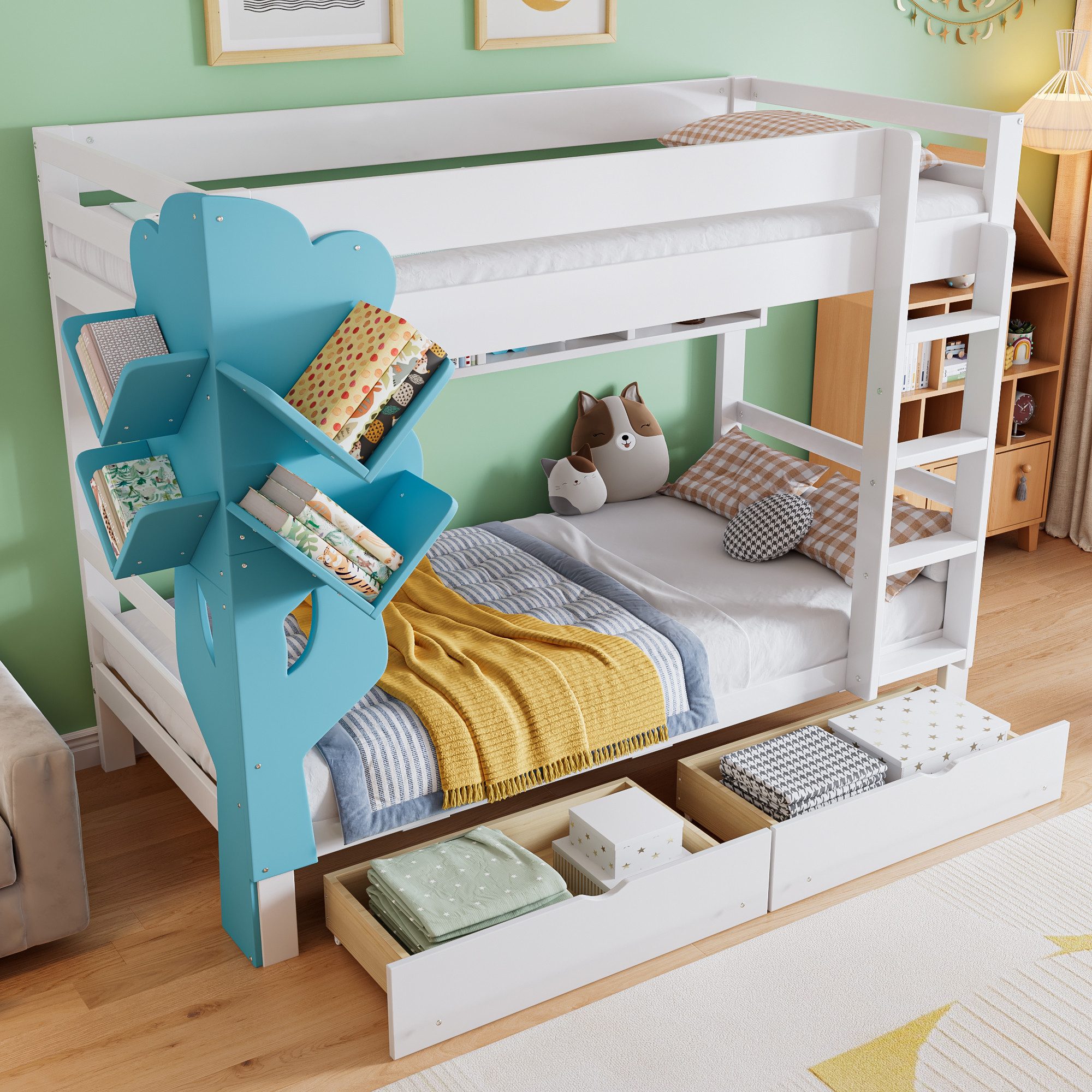 HAUSS SPOLE Kinderbett 90x200cm mit Bücherregal, günstig online kaufen