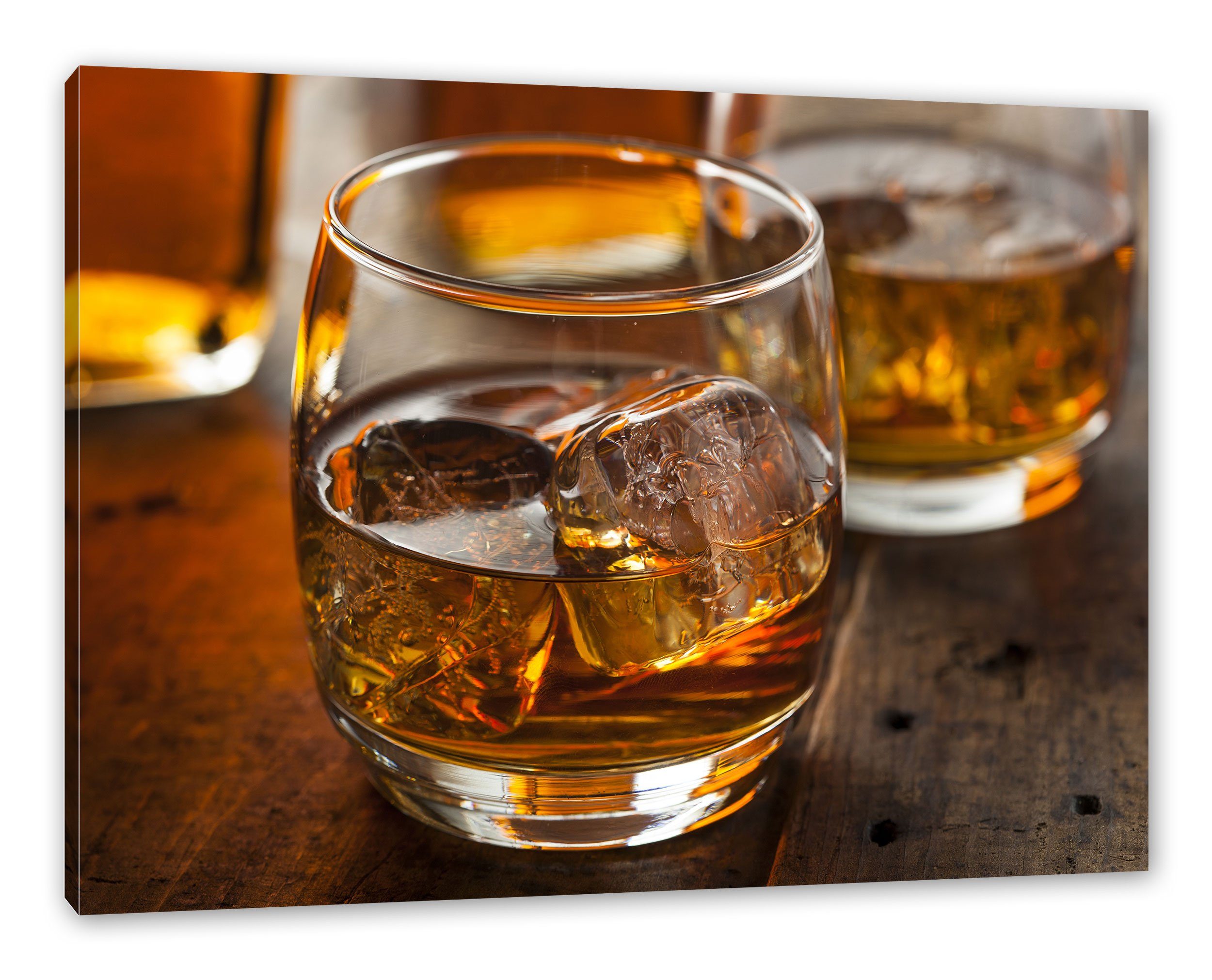 Pixxprint Leinwandbild Goldgelber Whiskey, (1 Zackenaufhänger Leinwandbild fertig inkl. Whiskey St), bespannt, Goldgelber