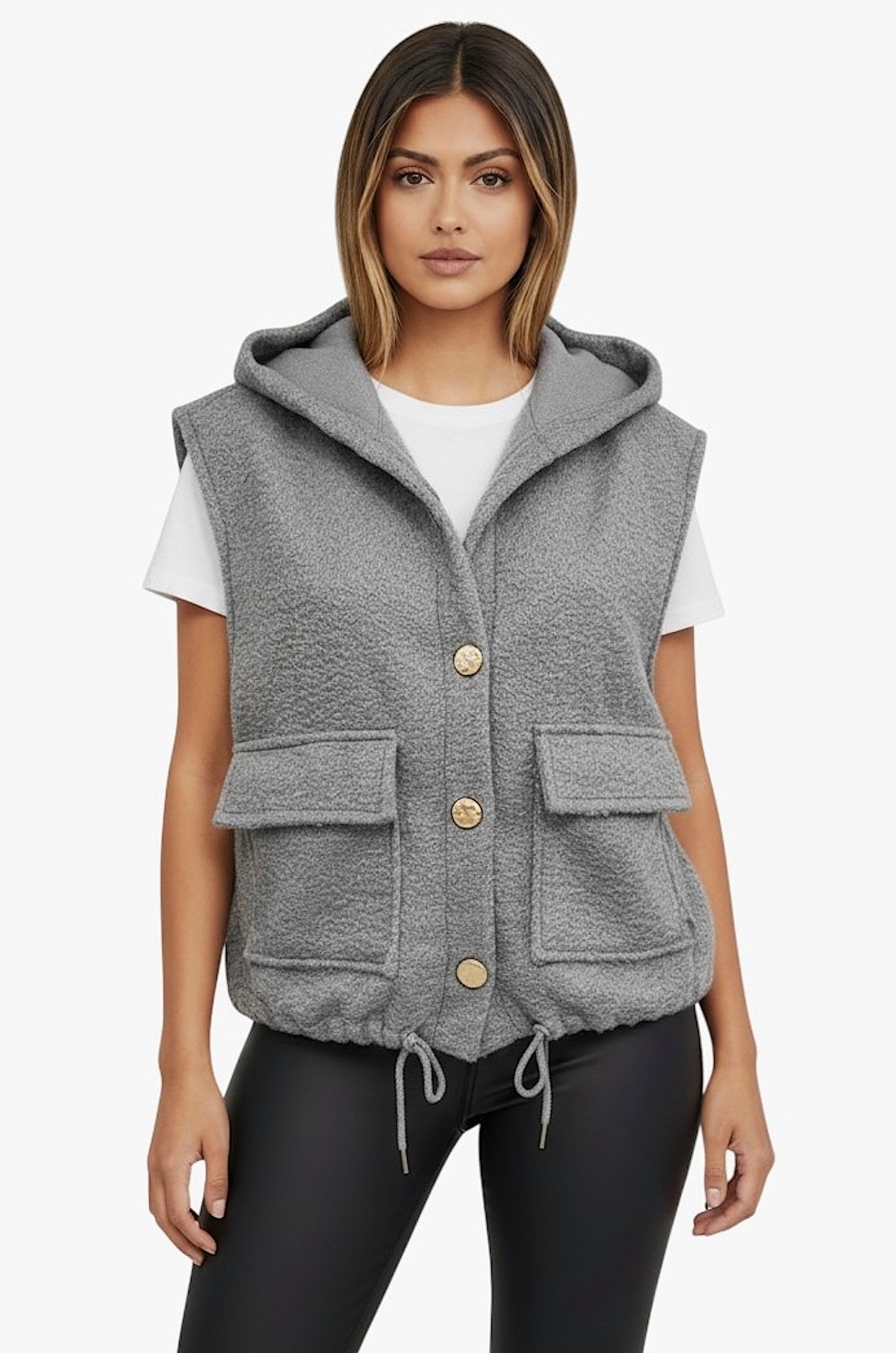 Worldclassca Fellimitatweste Worldclassca Teddy Weste Warm Kuschelig mit Kapuze Winter Ärmellos Neue Kollektion - Stilvolle und gemütliche Mode für Damen